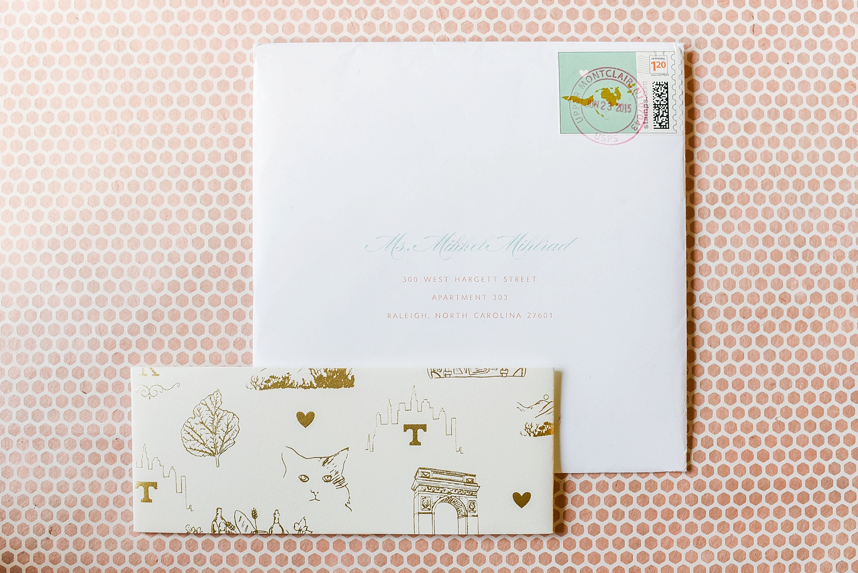 Custom letterpress invitation. Photo by Mikkel Paige Photography, invitation by Katie Fischer Design for Brittny Drye's wedding, CEO and Editor-in-Chief of Love Inc. Mag