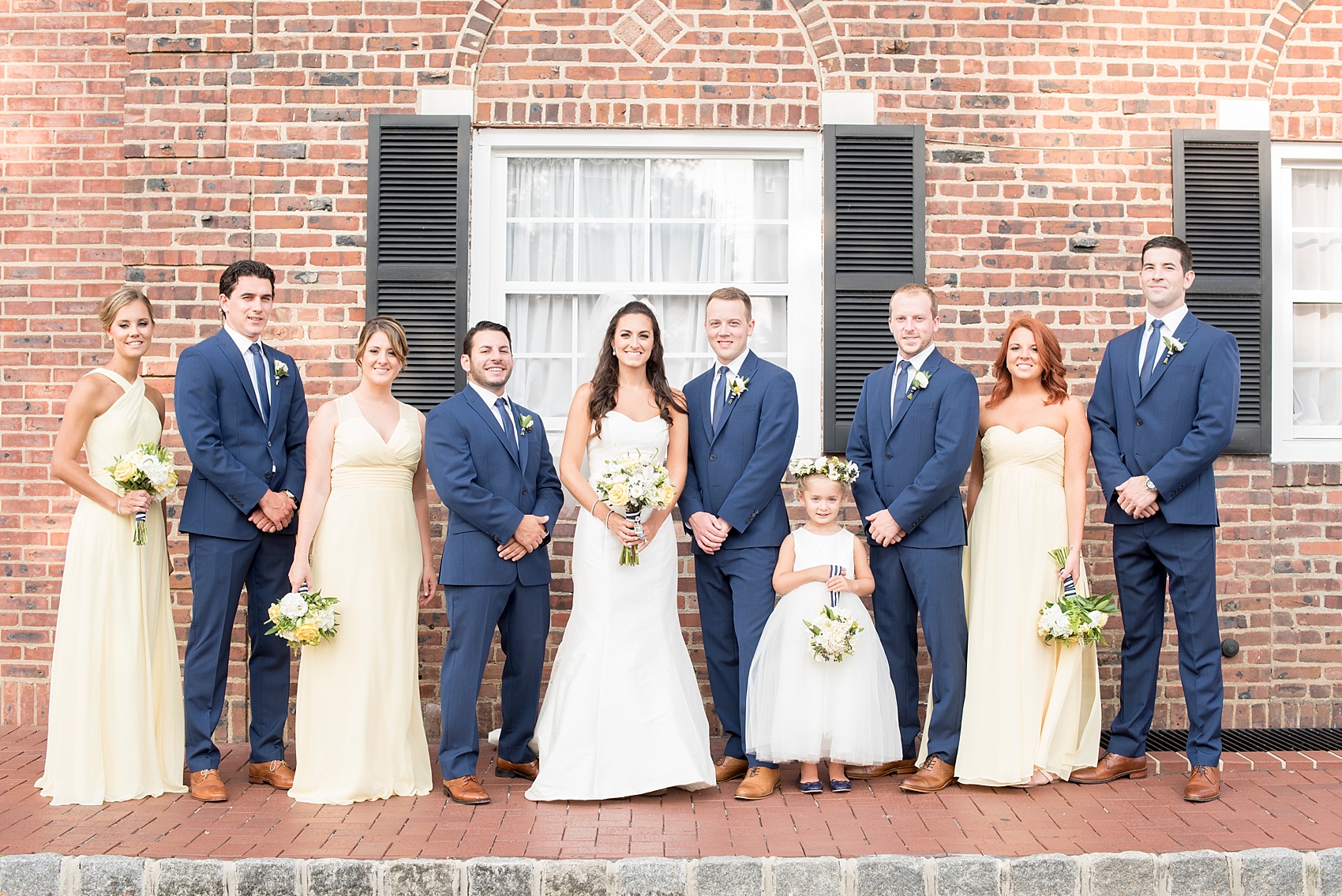 Navy Suits and Yellow Bridesmaid Dresses