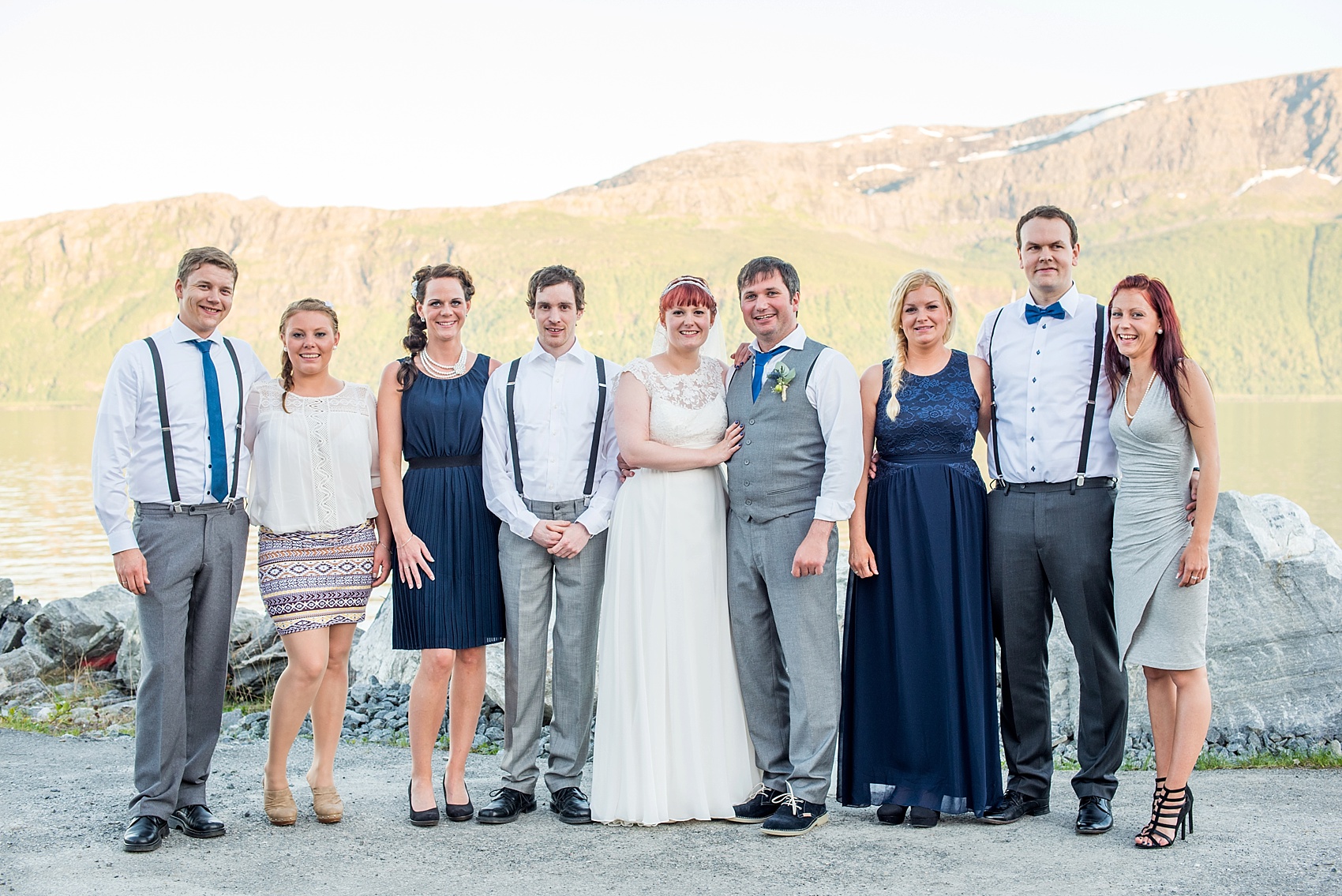 Norway wedding photos by Mikkel Paige Photography, destination wedding photographer. Bridal party photo.