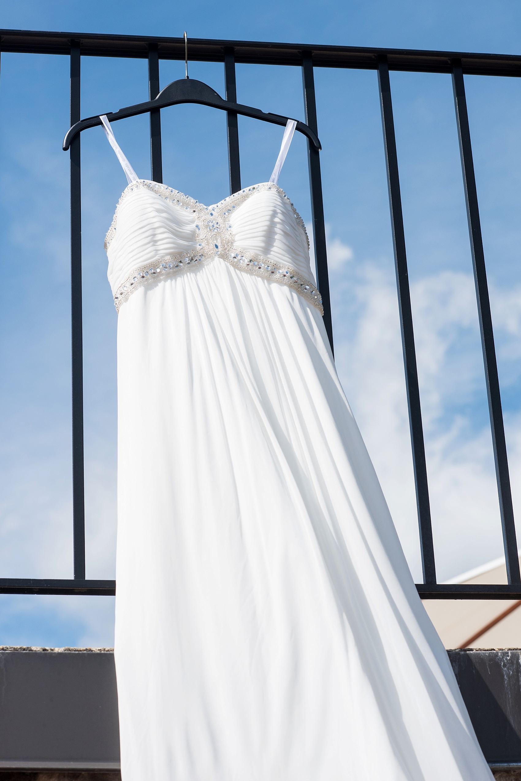 Embellished strapless wedding gown photo for a Long Island wedding by NYC wedding photographer Mikkel Paige Photography.