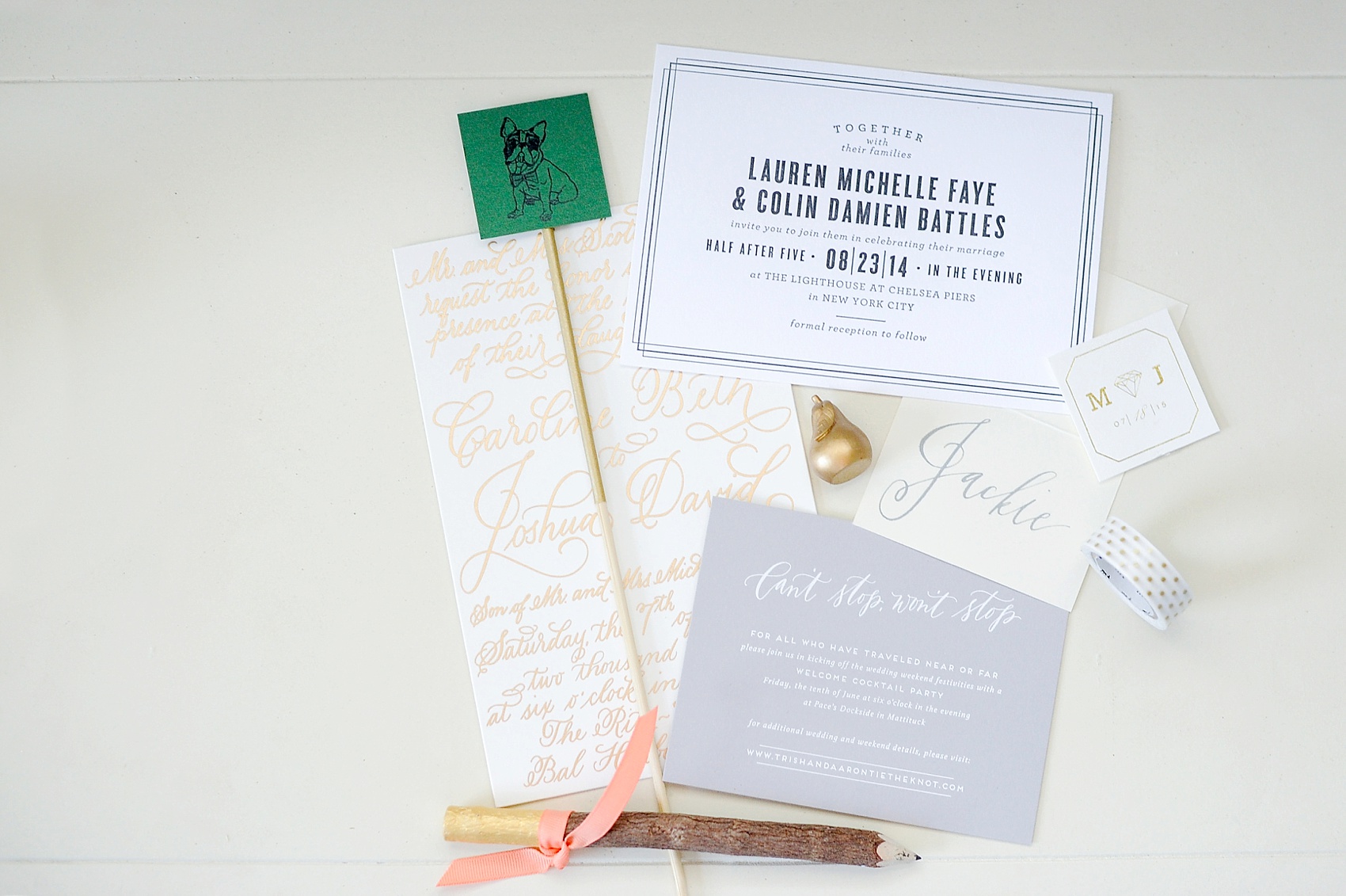 Custom wedding invitations and stationery. Coworking with Mikkel Paige Photography and Sincerely Jackie, NYC wedding pros.