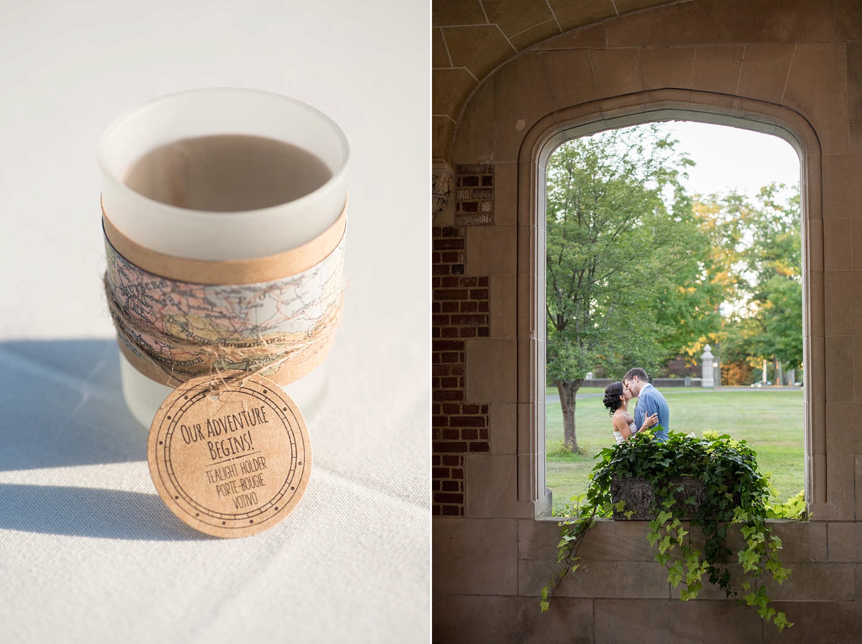 Connecticut Waveny House wedding photos by Mikkel Paige Photography. Outdoor bride and groom photos and travel candle.