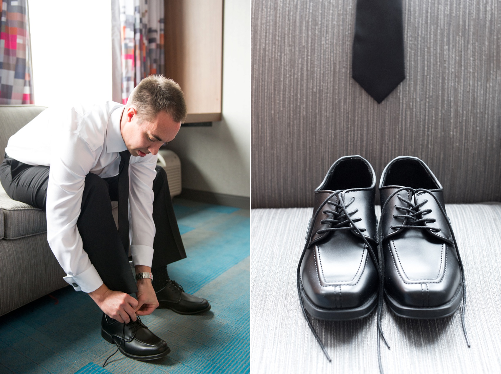 Bay 7 wedding photos by Mikkel Paige Photography. Raleigh wedding photographer captures the groom preparing.