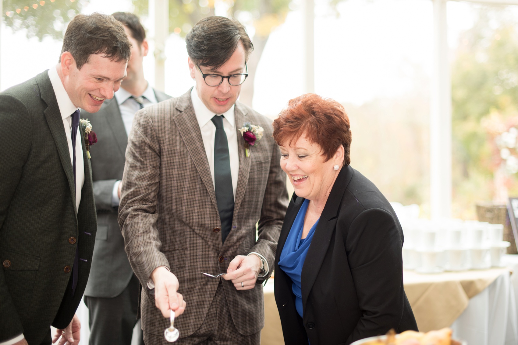 Crabtree Kittle's House wedding in NY. Images by Mikkel Paige Photography for a gay fall wedding. Coordination by Jove Meyer Events. Family recipe banana pudding dessert surprise! 
