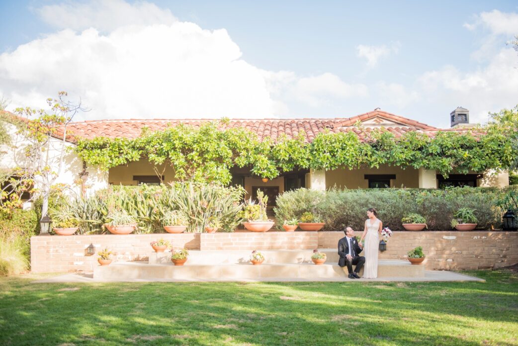 Estancia La Jolla wedding photography by Mikkel Paige Photography. Tropical wedding, California coast. Bride and groom photos.