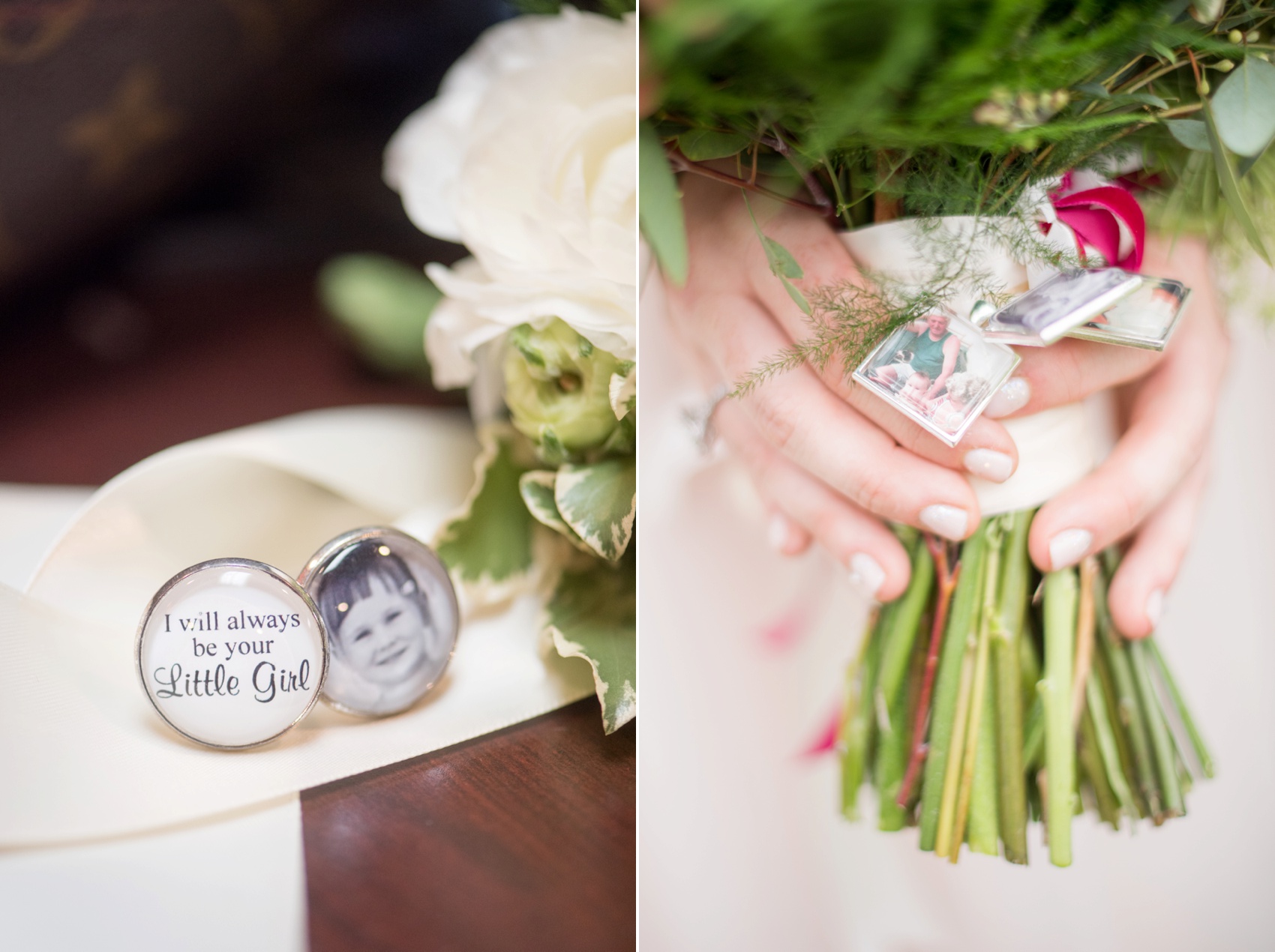 Olde Mill Inn New Jersey wedding by Mikkel Paige Photography, NYC and Raleigh wedding photographer. Flowers by The Arrangement with custom cufflinks for the father of the bride and bouquet charms.