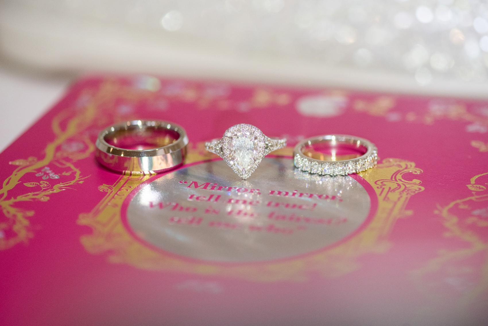Olde Mill Inn New Jersey wedding by Mikkel Paige Photography, NYC and Raleigh wedding photographer. Ring photo with a teardrop pear shape diamond ring that was a family heirloom.