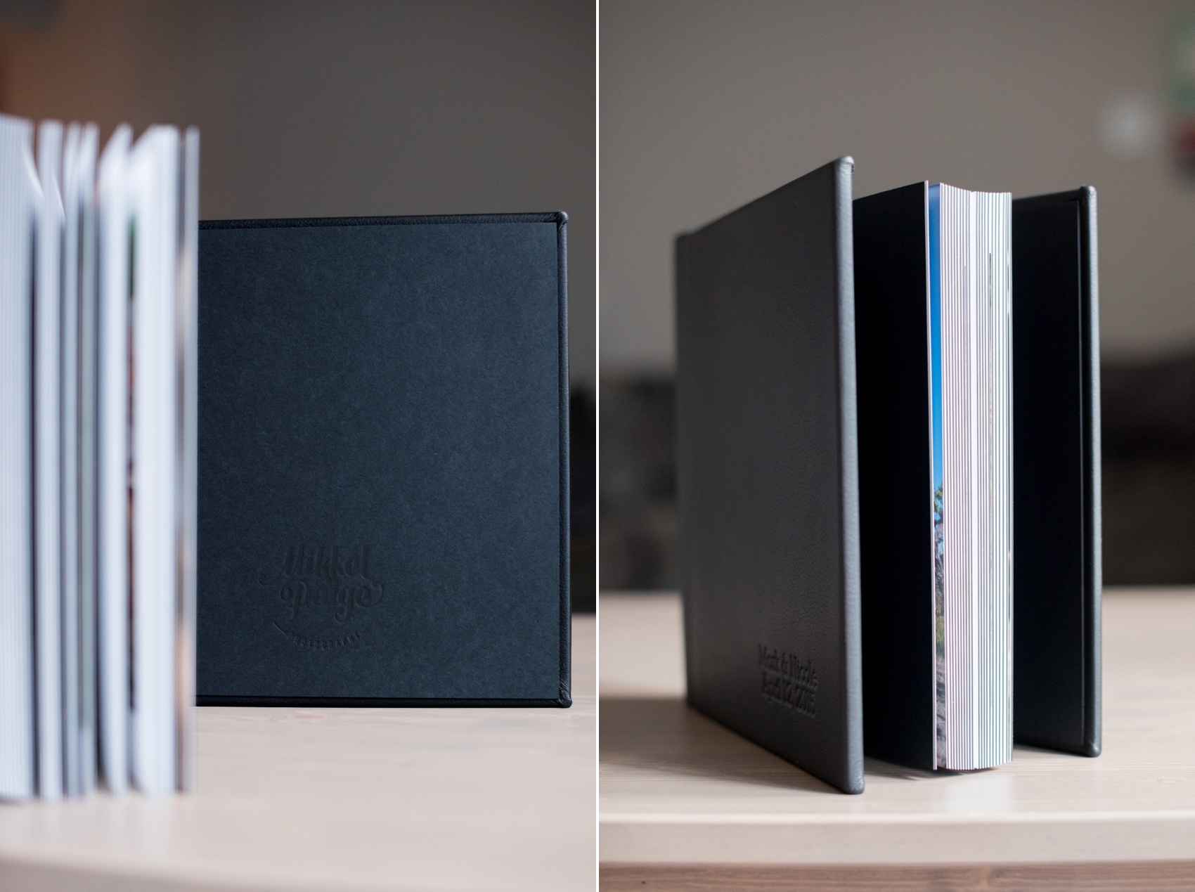 Fine art leather wedding album by Mikkel Paige Photography, manufactured by Madera.