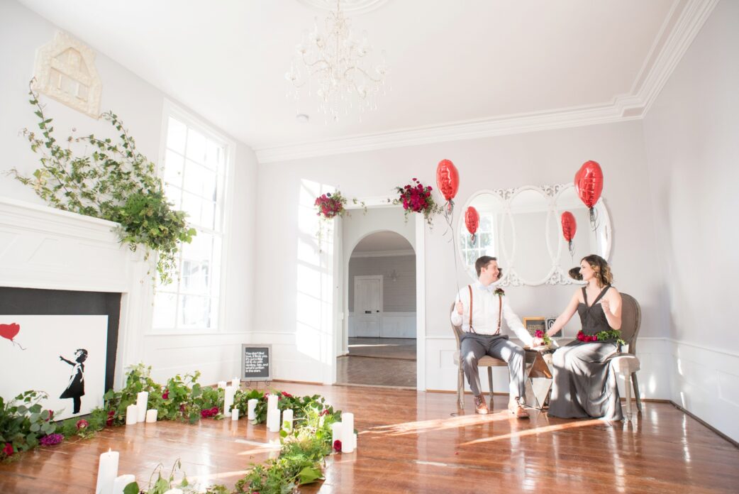 Leslie-Alford Mim's House NC marriage proposal photos by Mikkel Paige Photography. Red, purple and balloons.