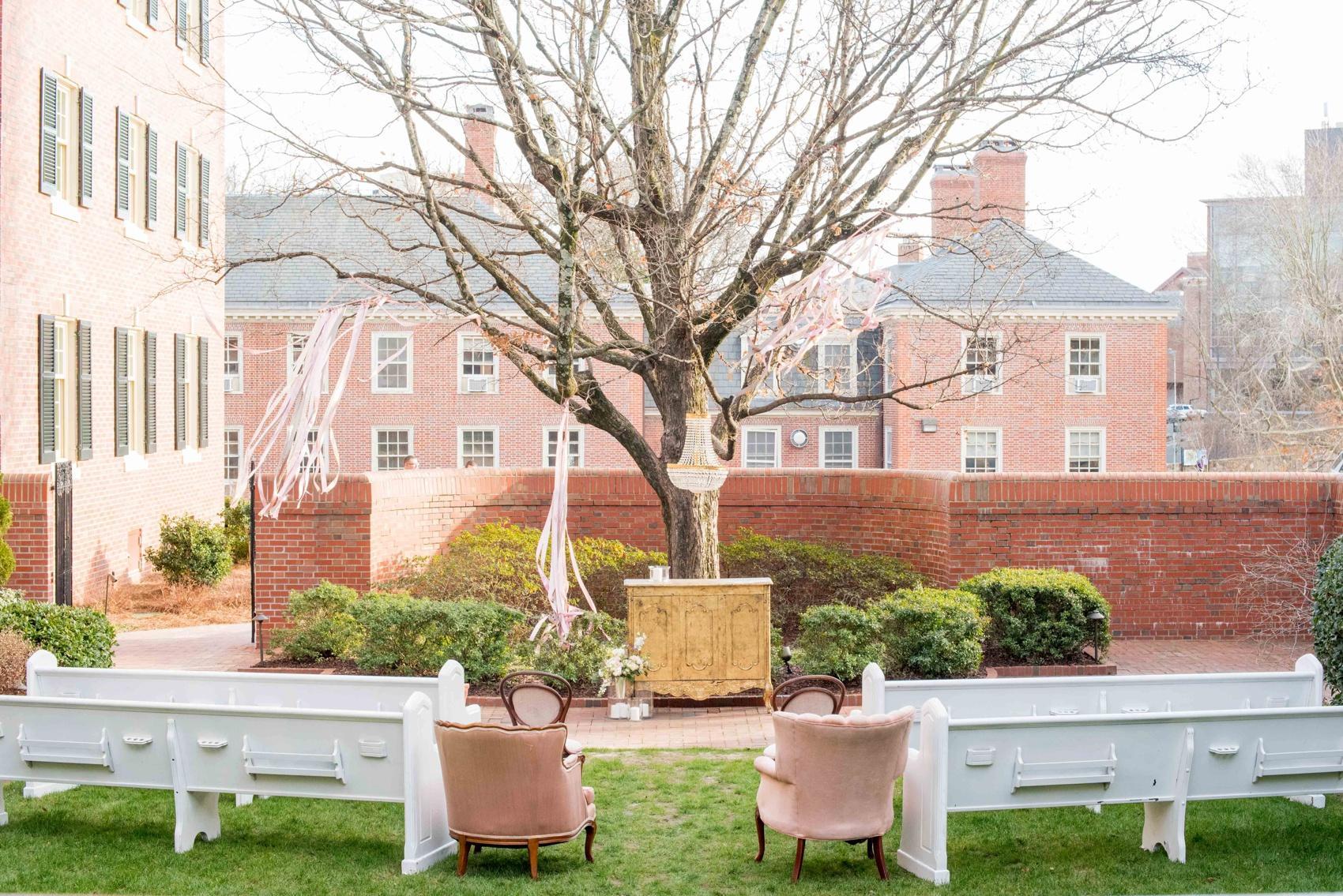 The Carolina Inn wedding photos - bridal showcase 2016. Mikkel Paige Photography captures the event with Sally Oakley events outdoor ceremony setup by Paisley and Jade, Eclectic Sage and AB Chalk Designs.