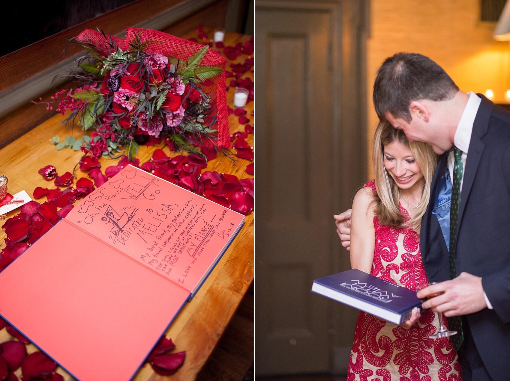 NYC proposal ideas with travel book. Photos by Mikkel Paige Photography. Planning by Brilliant Event Planning and flowers by The Arrangement.