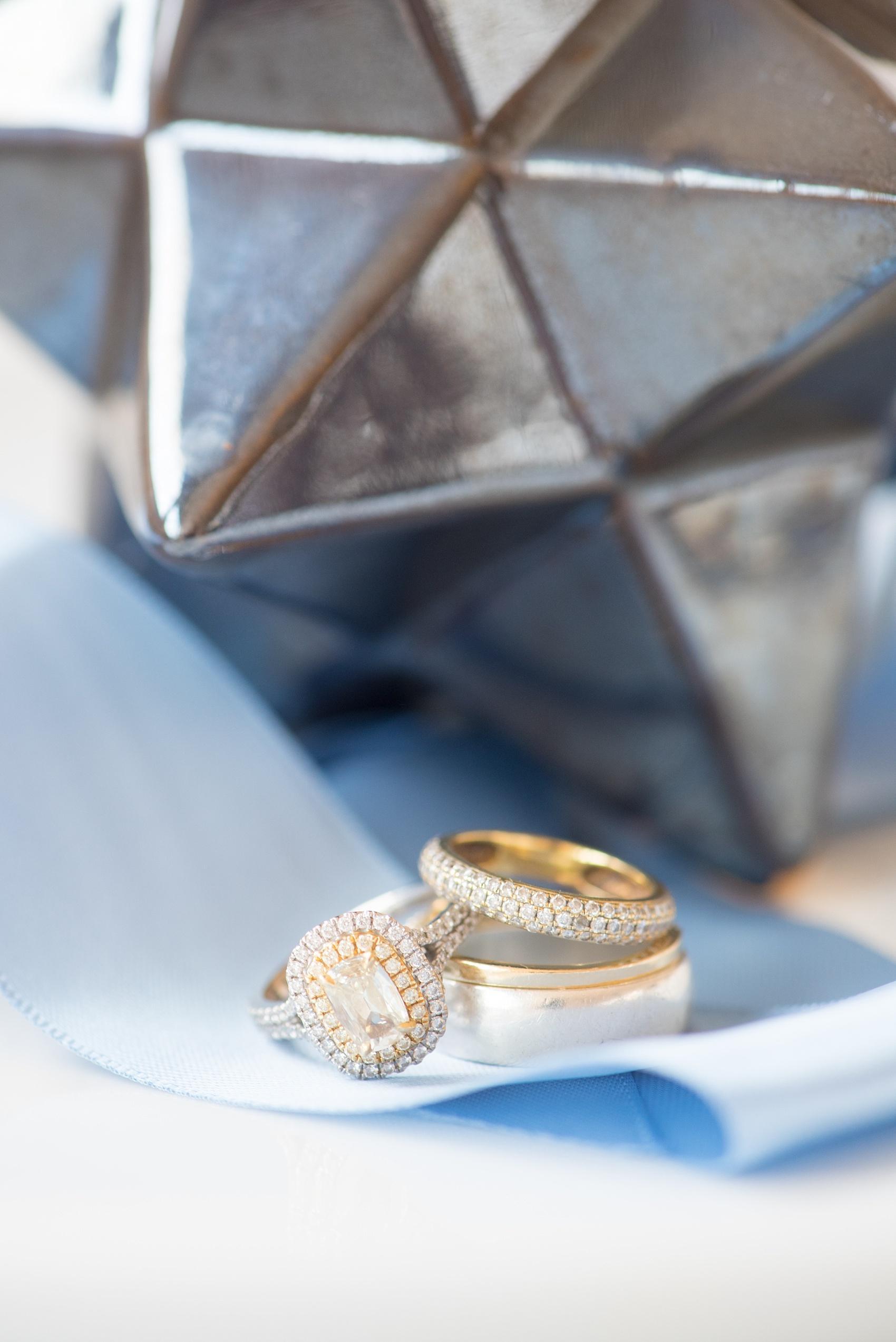 The Glass Box at 230 wedding photos by Mikkel Paige Photography. Unique engagement ring and wedding band detail image. Styling by Glitter Inc.