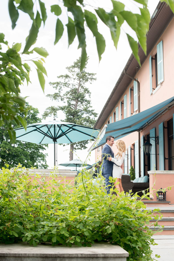 Mikkel Paige Photography, NYC wedding photographer, captures a marriage proposal at Glenmere Mansion in the lower Hudson Valley region. This tuscan inspired terra cotta and turquoise blue mansion is the perfect backdrop!