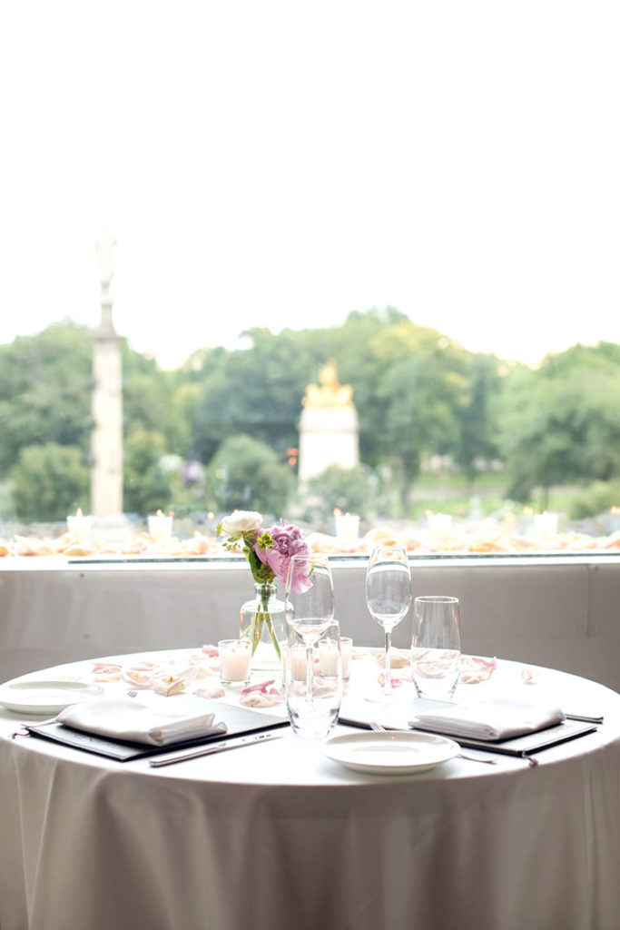NYC Proposal Photographer Mikkel Paige Photography captures a travel themed marriage proposal in Columbus Circle.