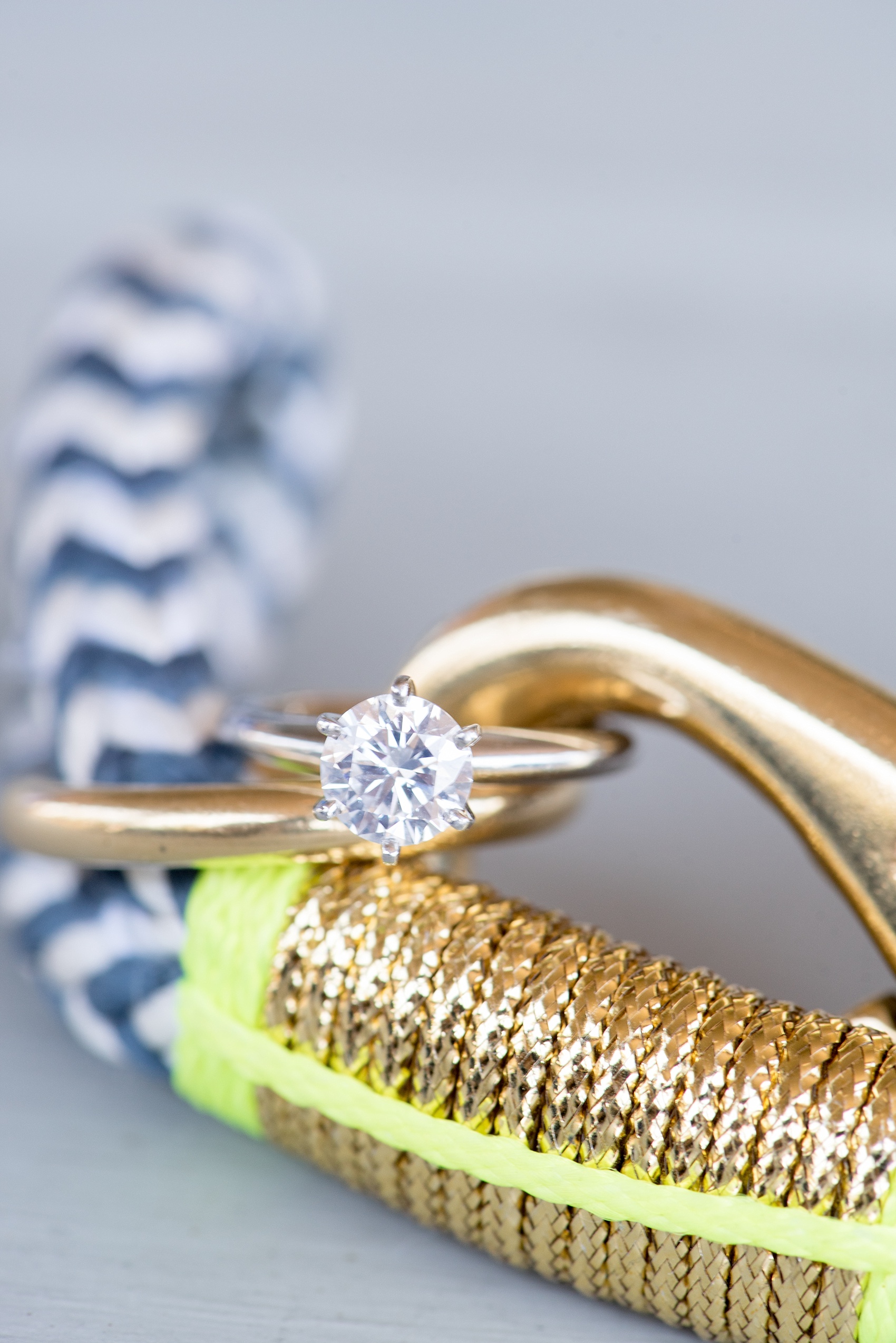 Mikkel Paige Photography captures a Bay Head, NJ engagement session with a solitaire white gold diamond ring.