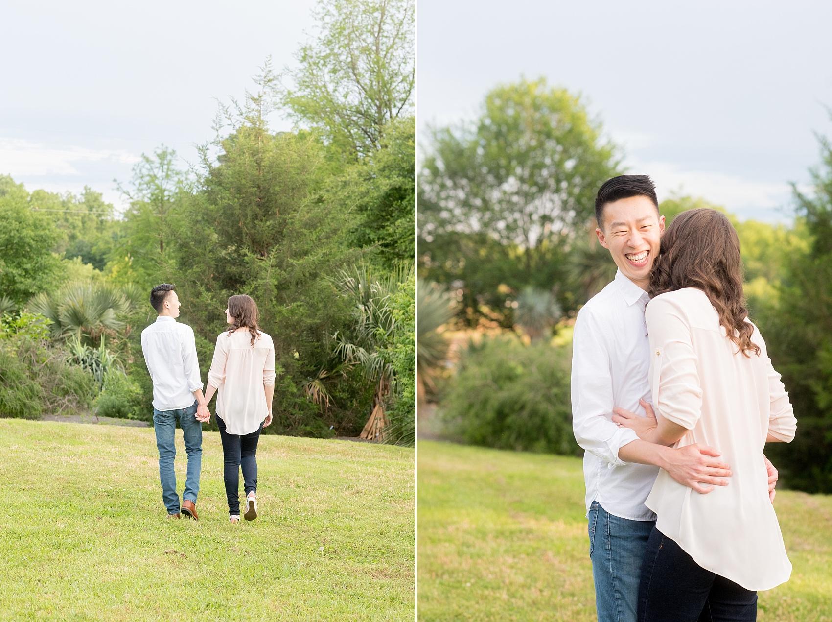 Raleigh engagement photos by Mikkel Paige Photography at JC Raulston Arboretum at NC State.