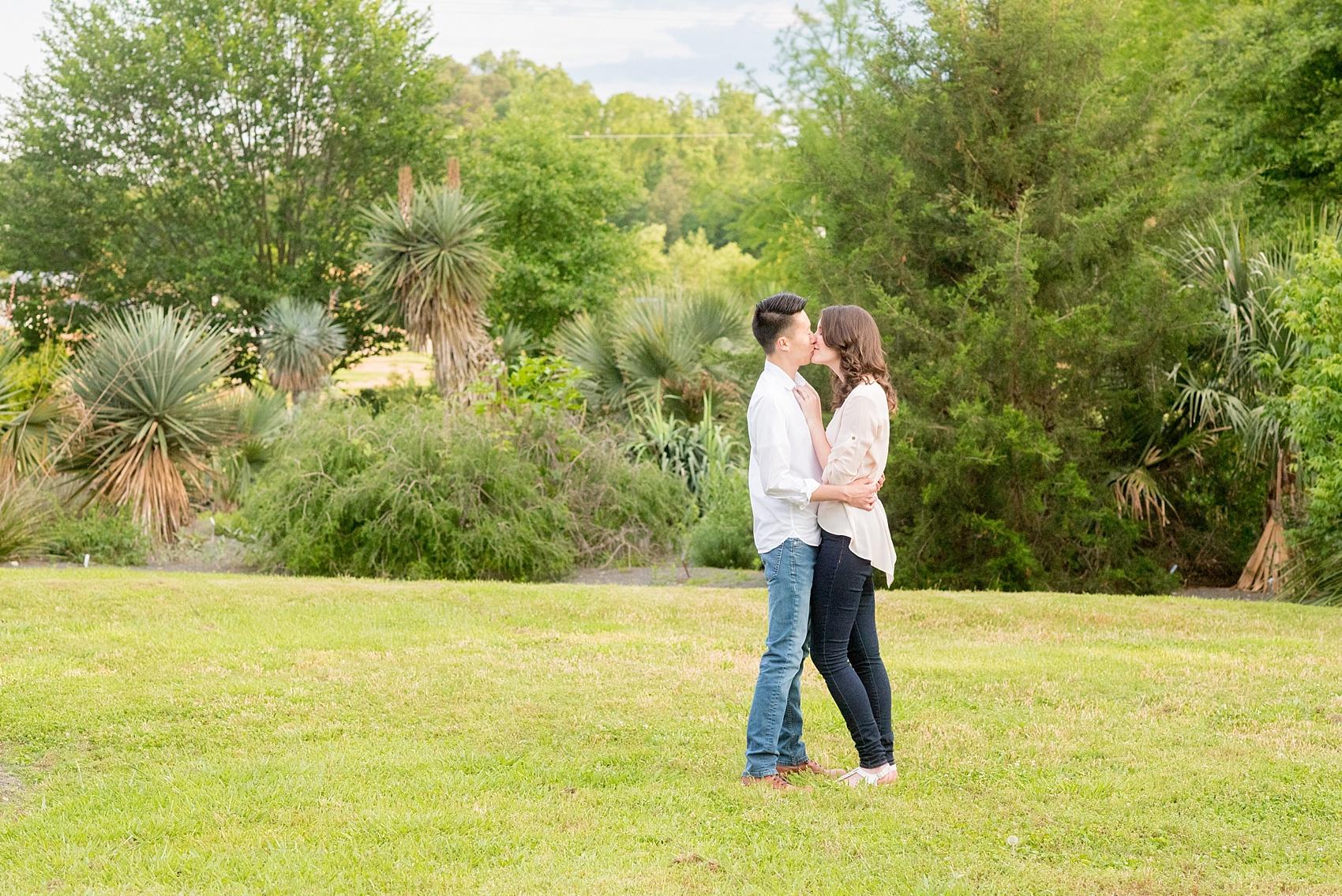 Raleigh engagement photos by Mikkel Paige Photography at JC Raulston Arboretum at NC State during spring.
