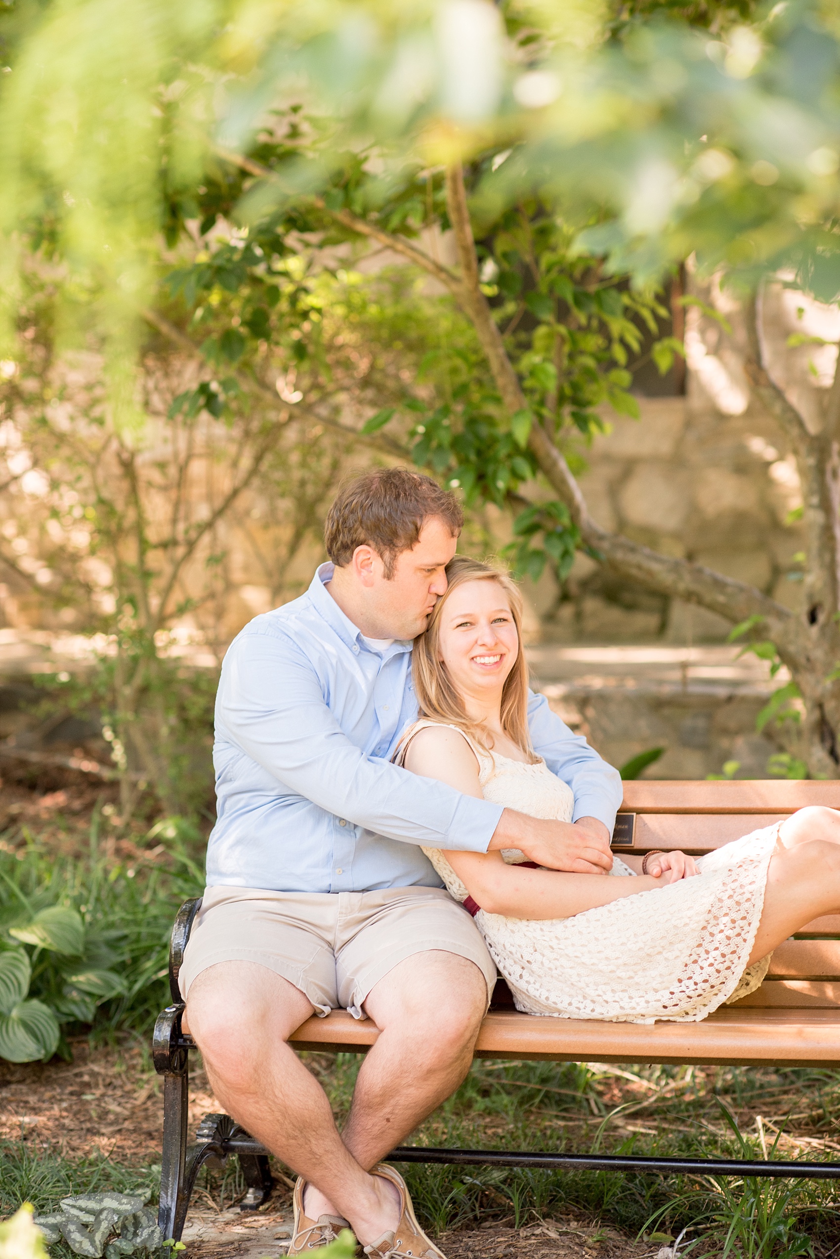 Mikkel Paige Photography engagement photos in Raleigh Rose Garden.