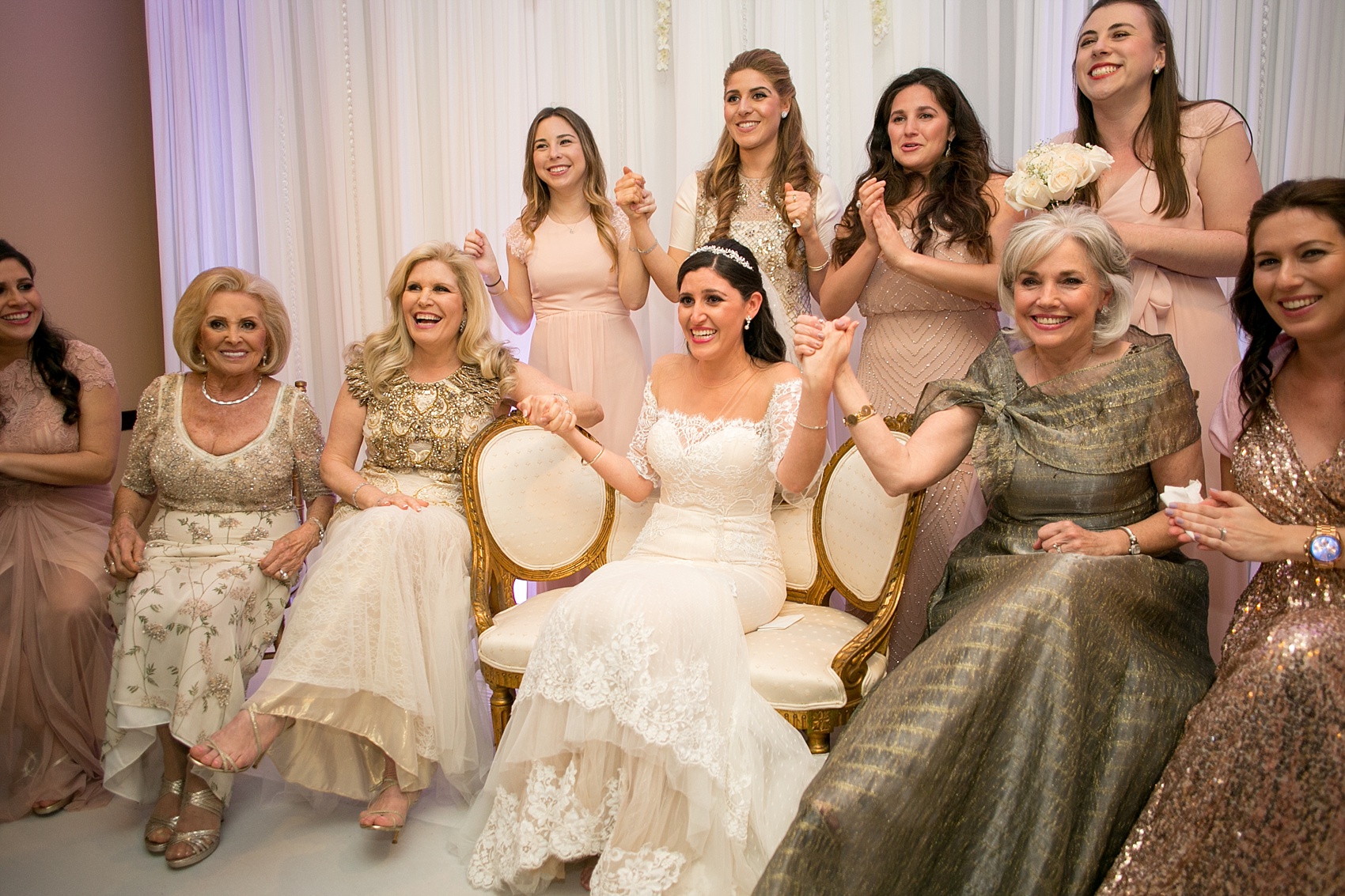 Mikkel Paige Photography photo of the bride and her bridesmaids at her bedekan at a Jewish religion ceremony at Temple Emanu-El in Closter, NJ.