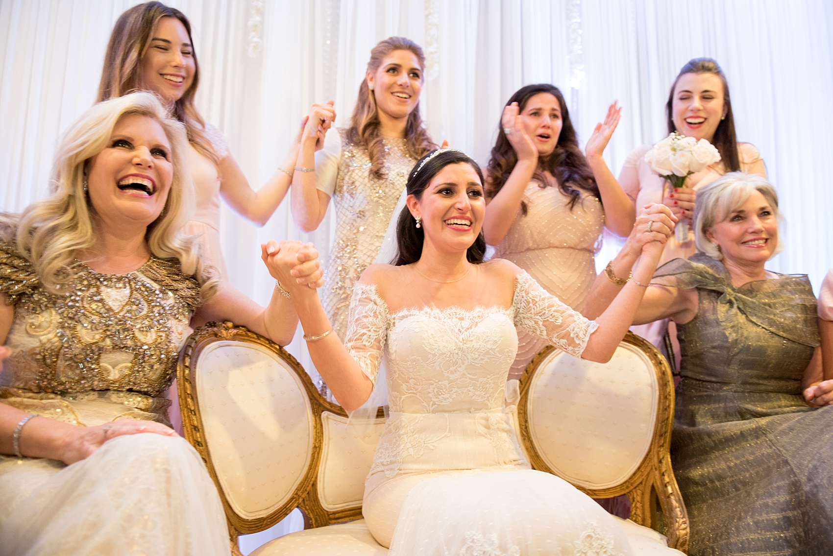 Mikkel Paige Photography photo of the bride and her bridesmaids at her bedekan at a Jewish religion ceremony at Temple Emanu-El in Closter, NJ.