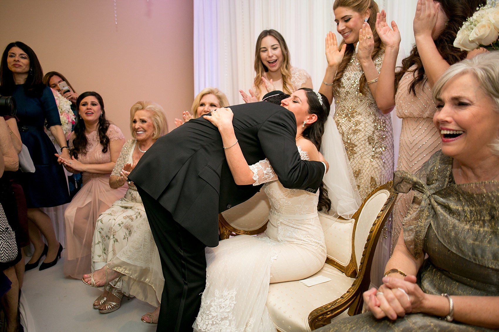 Mikkel Paige Photography photo of the bride and her bridesmaids at her bedekan at a Jewish religion ceremony at Temple Emanu-El in Closter, NJ.