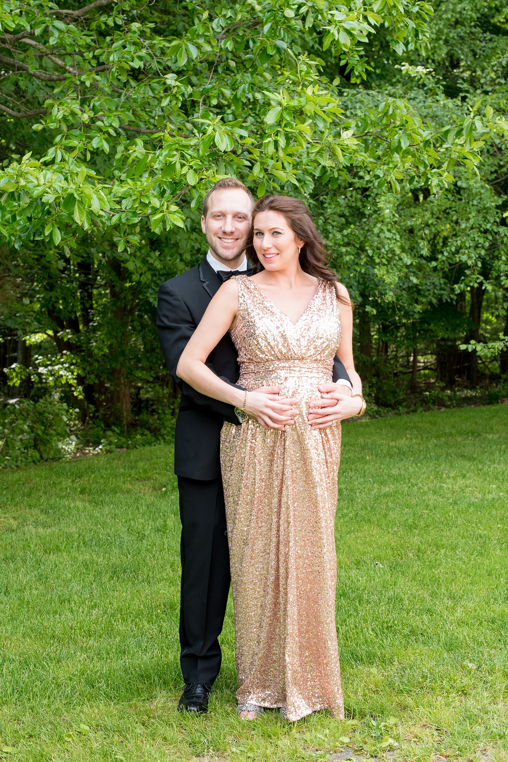 Mikkel Paige Photography photo of the bridesmaids in light pink blush mismatched dresses of their choice. Orthodox Jewish wedding at Temple Emanu-El in Closter, NJ.