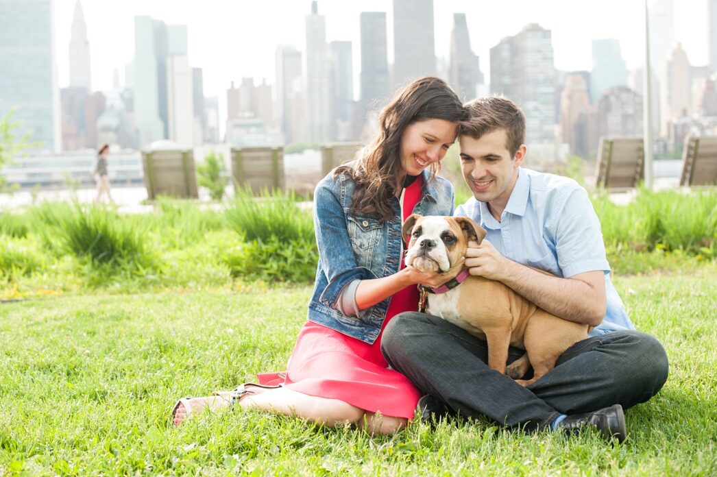 Mikkel Paige Photography tips for bringing your dog to your engagement photo session with an image of a puppy English Bulldog in NYC.