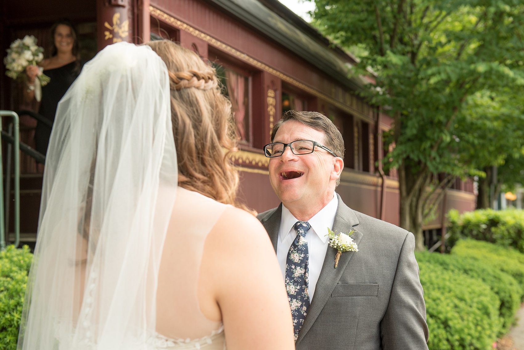 Mikkel Paige Photography photo of a wedding at the Madison Hotel in NJ. Image of the father of the bride's first look with his daughter.