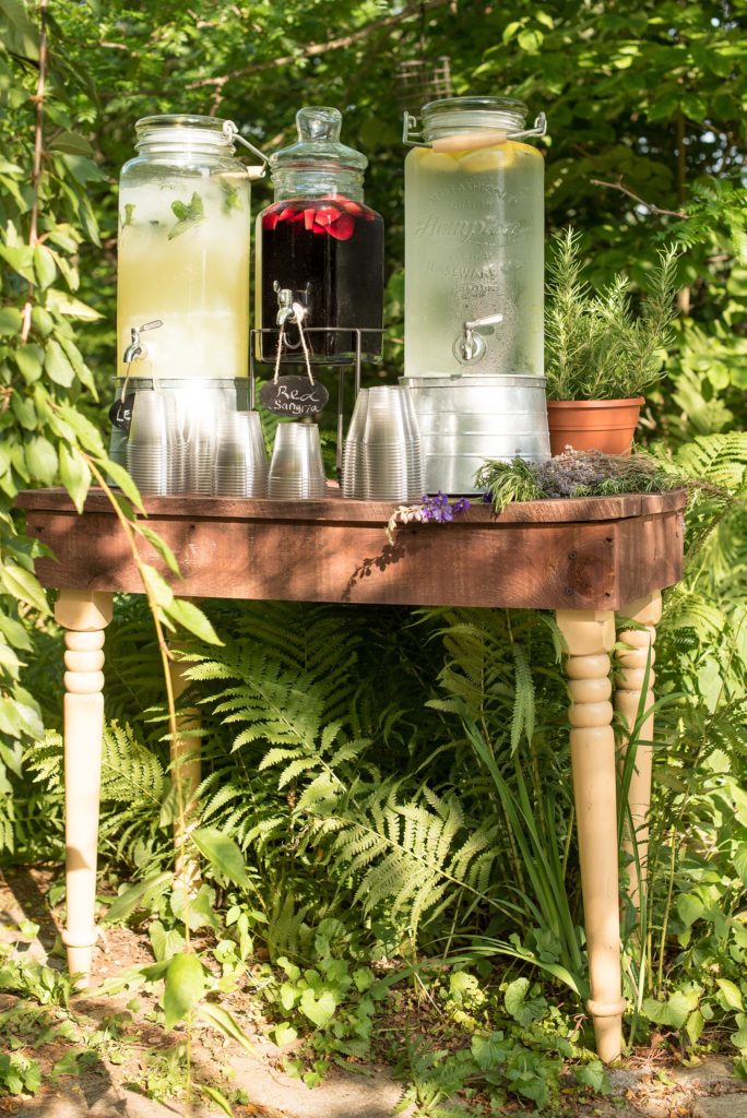 Mikkel Paige Photography photos of a wedding at Spring Hill Manor in Maryland. Image of the summer drink station.