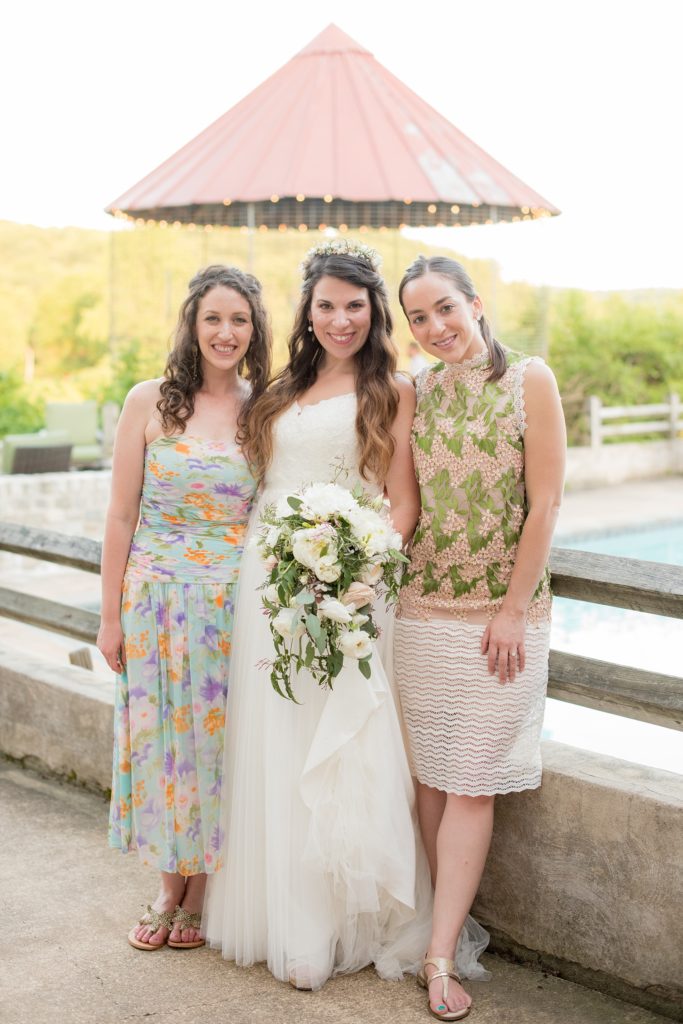 Mikkel Paige Photography photos of a wedding at Spring Hill Manor in Maryland. Image of the bride with her two best friends.