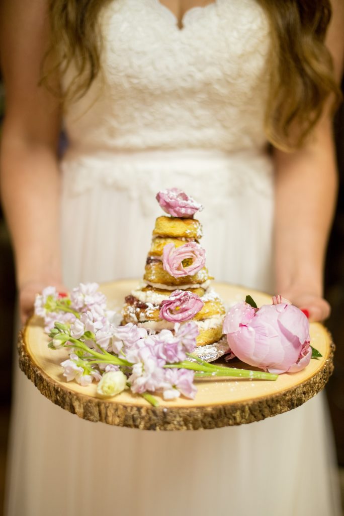 Mikkel Paige Photography photos of a wedding at Spring Hill Manor in Maryland. Image of a mini cake that's gluten free for the bride.