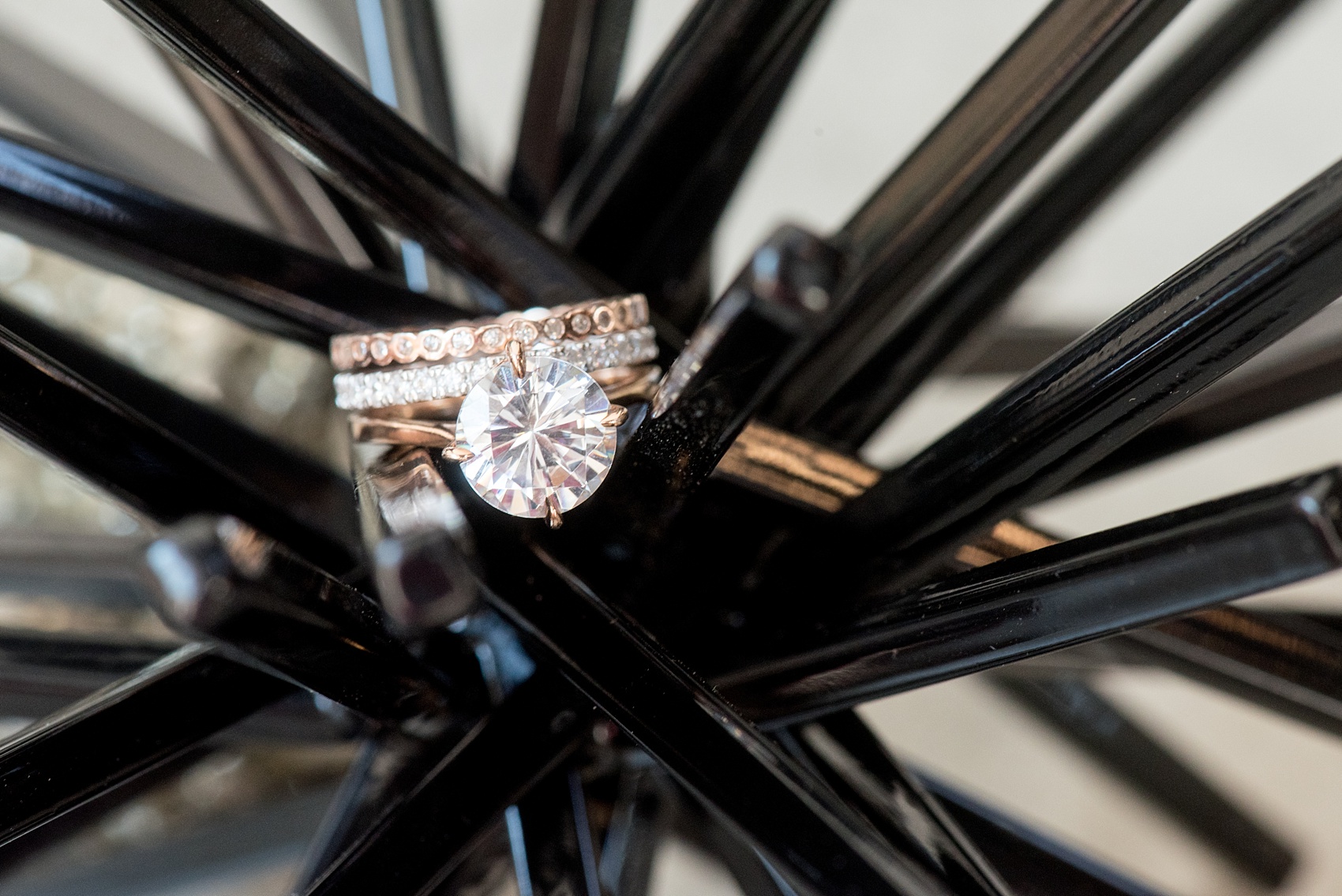 Mikkel Paige Photography photo of Dobbin St Brooklyn wedding. Planning and coordination by Color Pop Events. Rose gold and solitaire engagement ring by Susie Saltzman.