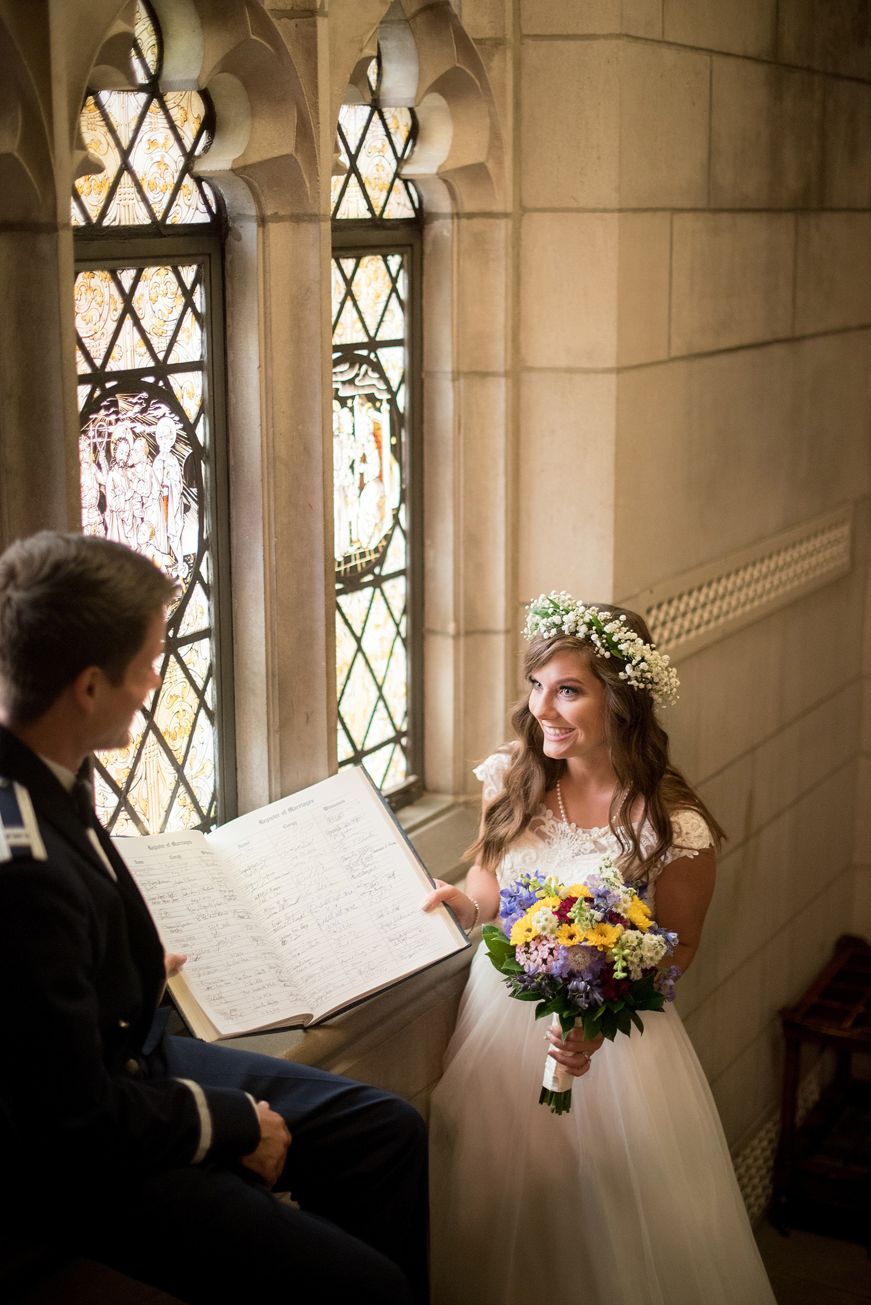 Mikkel Paige Photography photo of a Duke Chapel wedding in Durham, North Carolina. The bride and groom in the iconic gothic church.