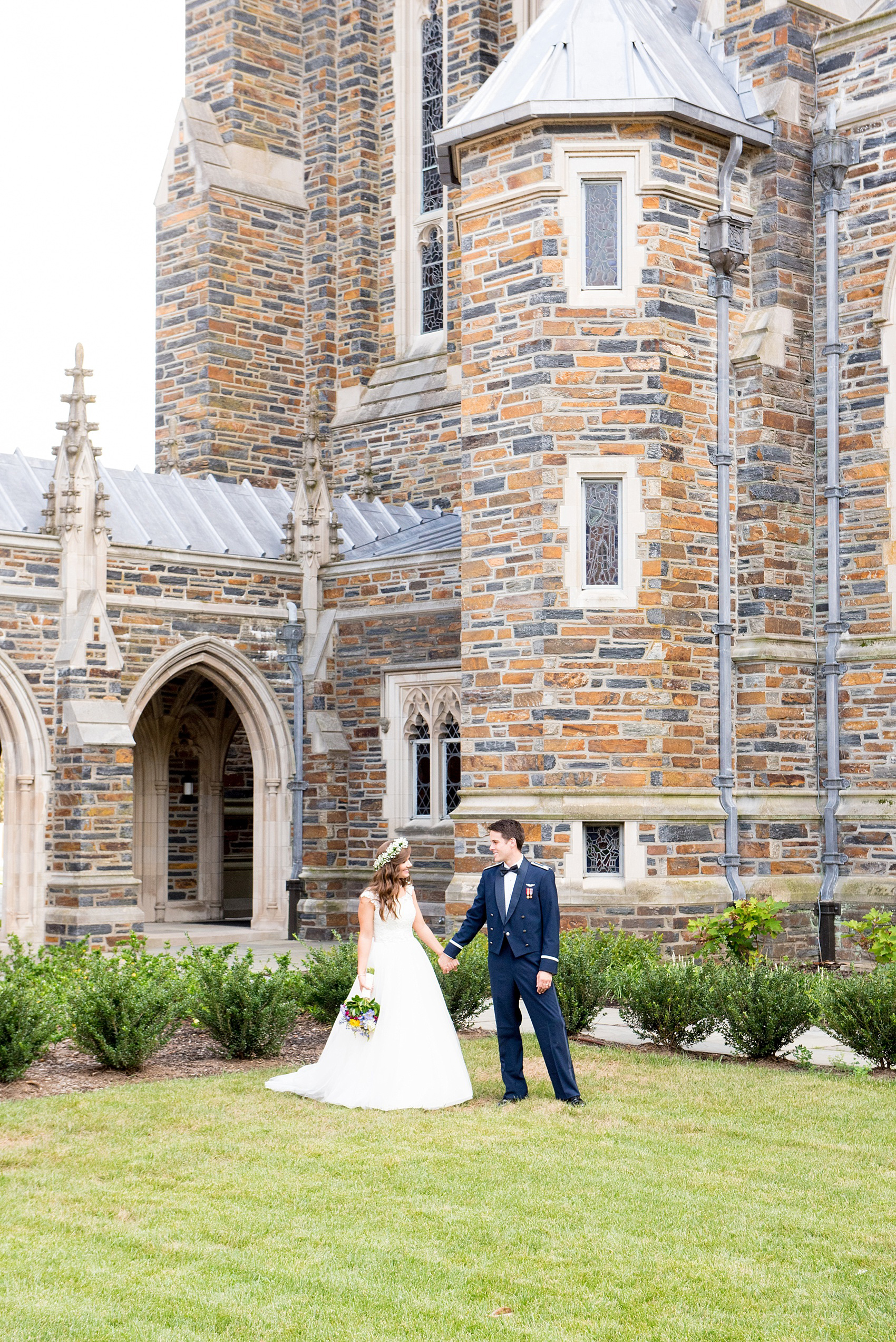Mikkel Paige Photography photo of a Duke Chapel wedding in Durham, North Carolina. The bride and groom in front of the iconic gothic church.
