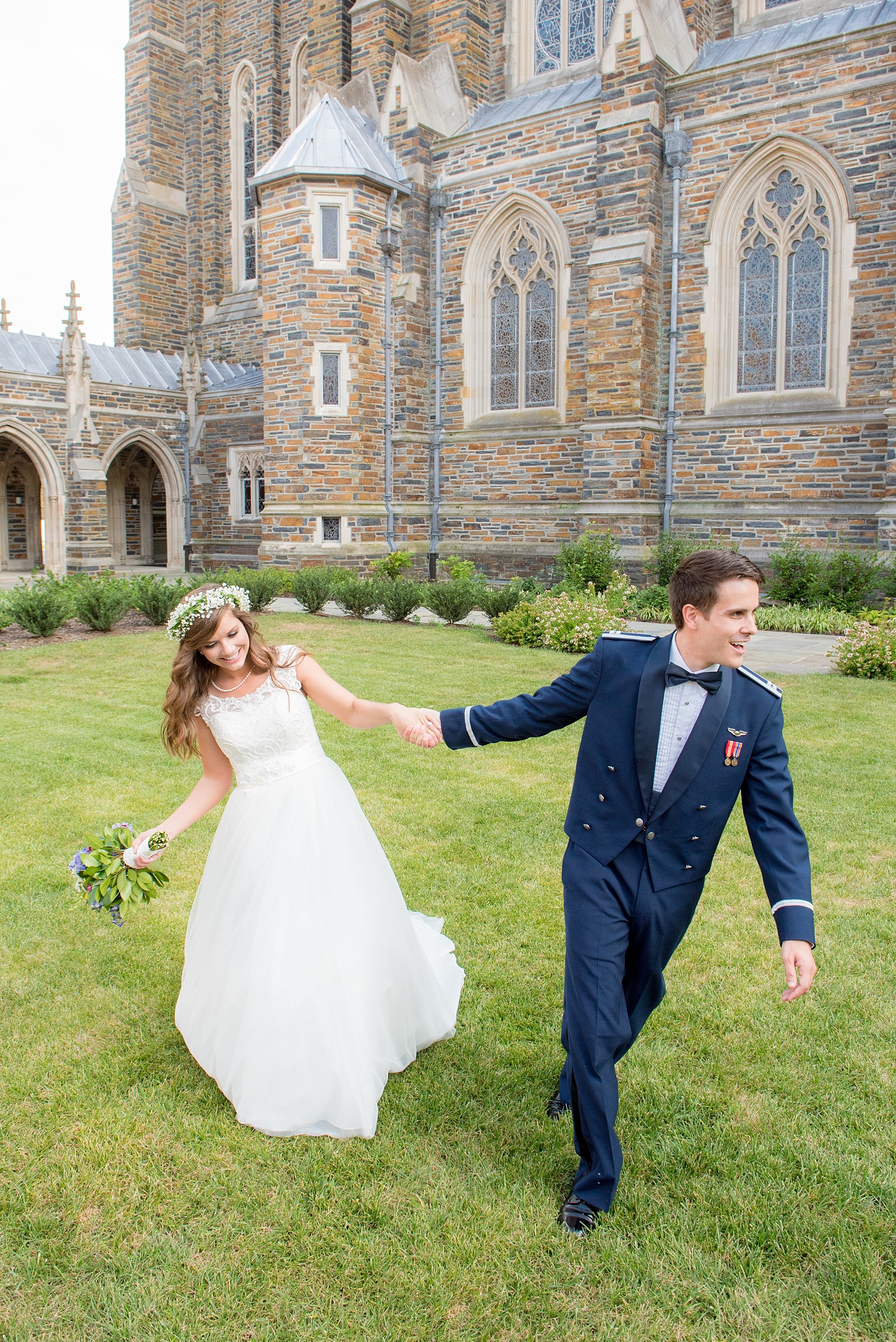 Mikkel Paige Photography photo of a Duke Chapel wedding in Durham, North Carolina. The bride and groom in front of the iconic gothic church.