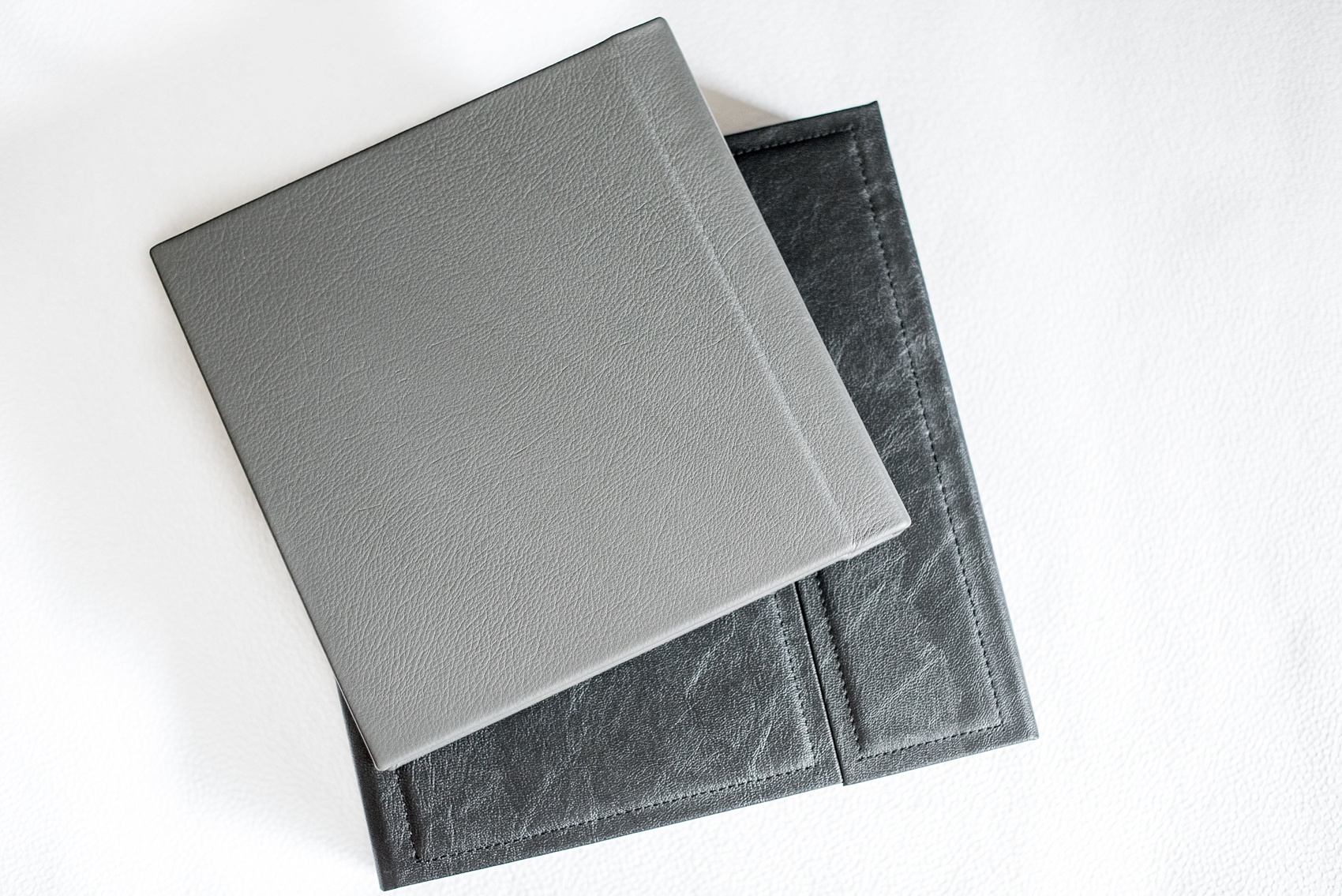 Mikkel Paige Photography grey leather wedding album book from The Harbor Club at Prime on Long Island.