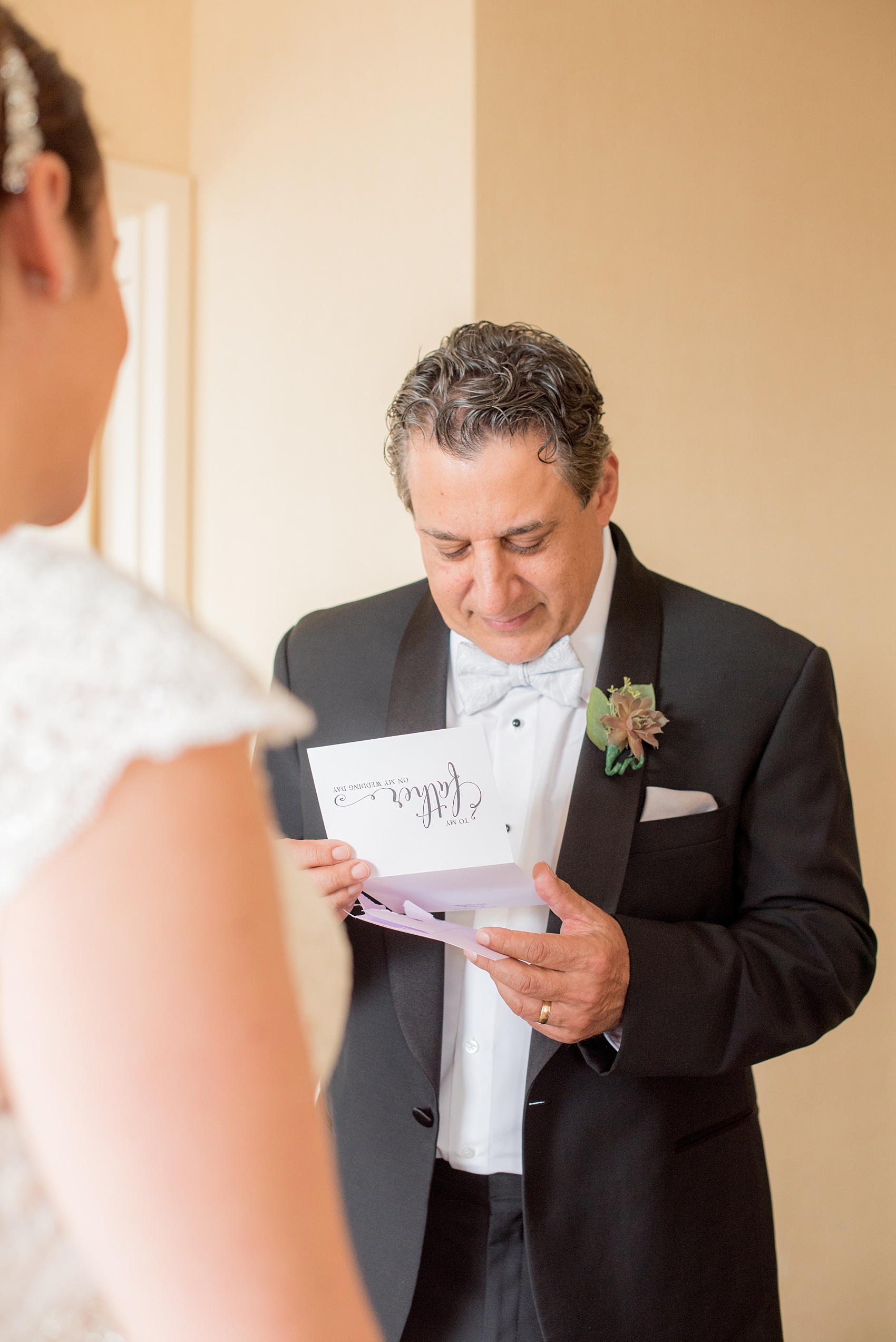 Mikkel Paige Photography photos of a NYC wedding at Tribeca Rooftop. She gave her dad a father of the bride card.