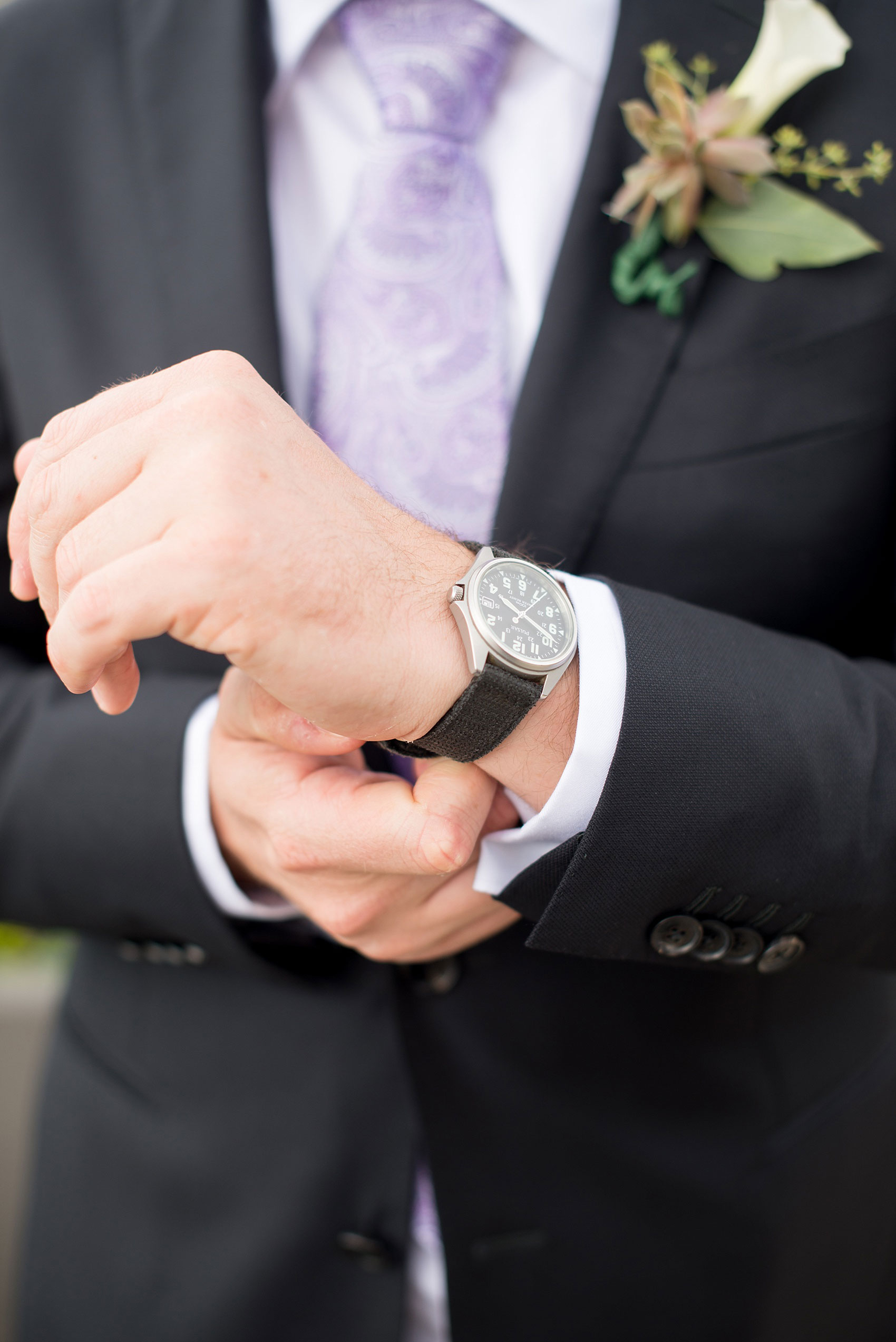 Mikkel Paige Photography photos of a NYC wedding at Tribeca Rooftop. Watch the groom received from his parents for his 25th birthday that he wore for his ceremony.