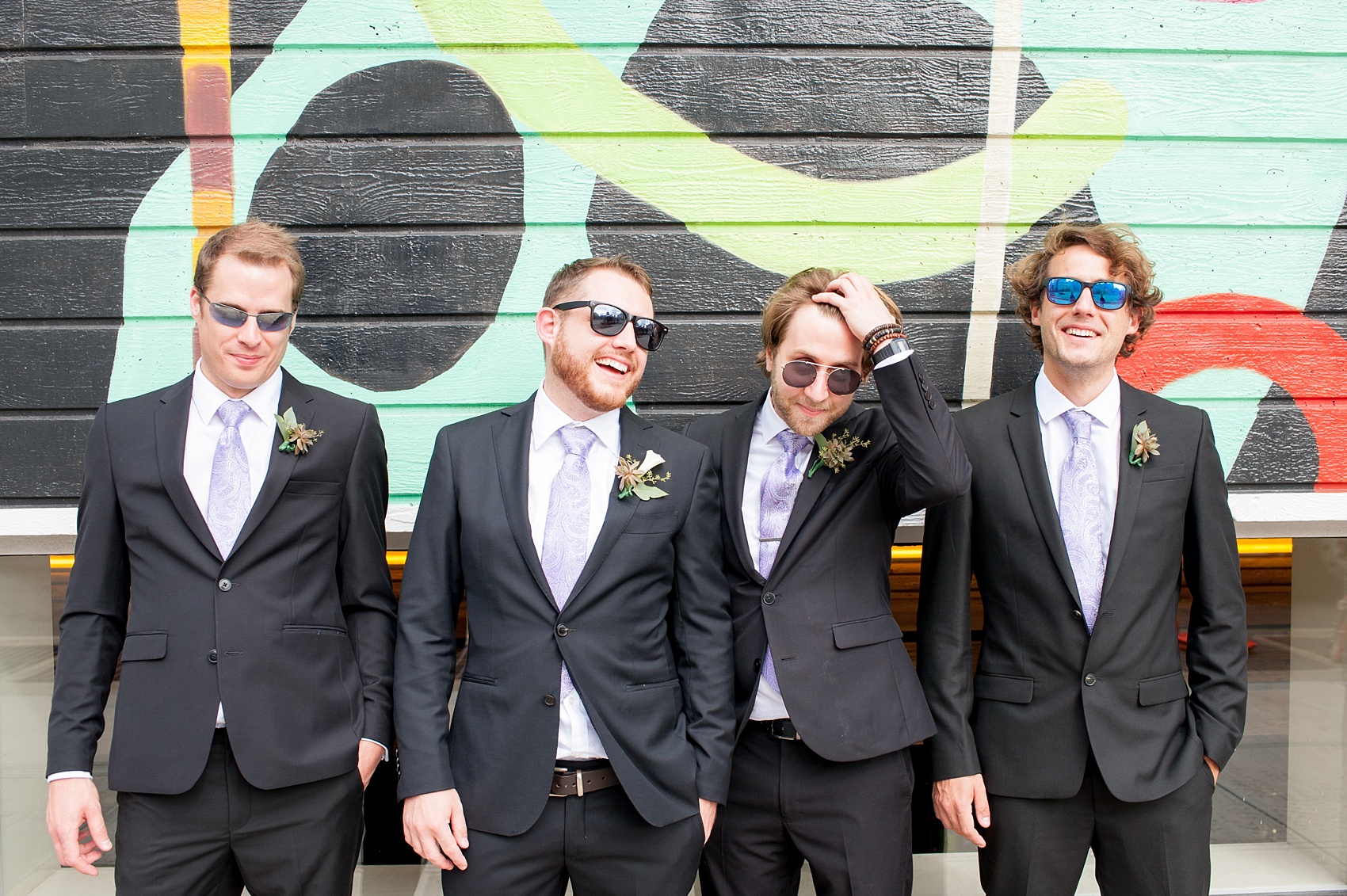 Mikkel Paige Photography photos of a NYC wedding at Tribeca Rooftop. An urban grunge image of the groomsmen.