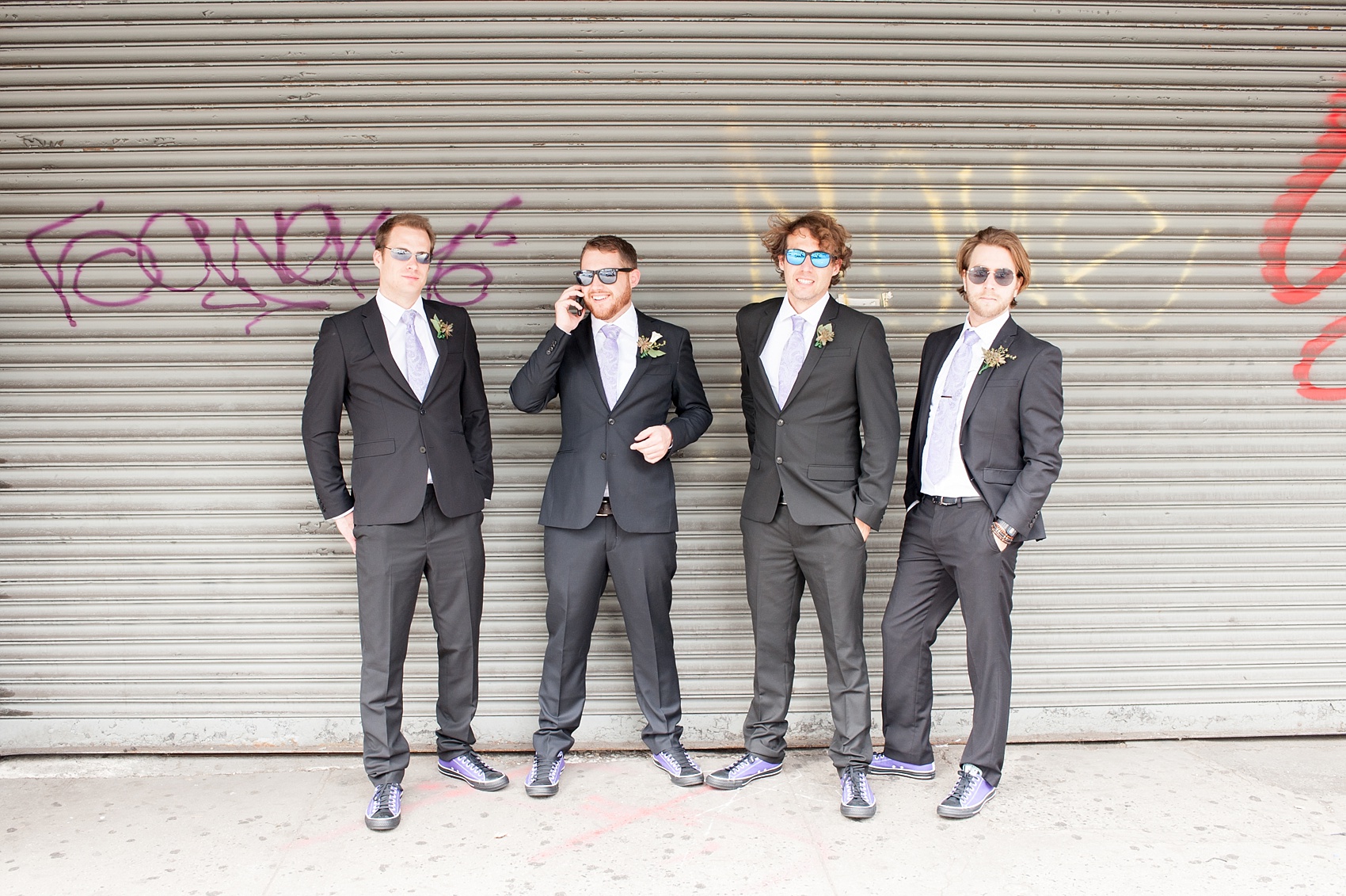 Mikkel Paige Photography photos of a NYC wedding at Tribeca Rooftop. An urban grunge image of the groomsmen.