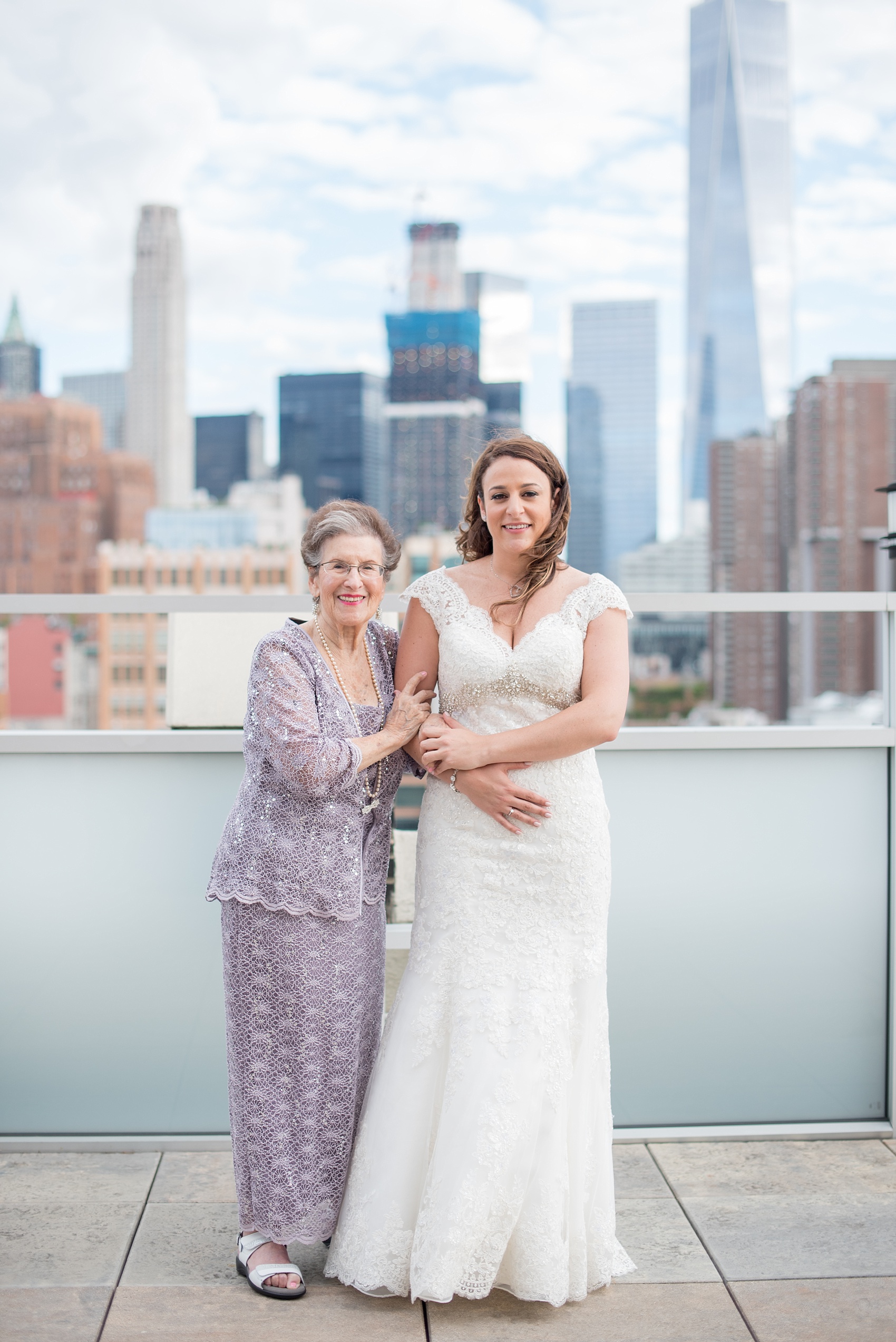 Mikkel Paige Photography photos of a NYC wedding at Tribeca Rooftop. An image of the bride and her grandmother.