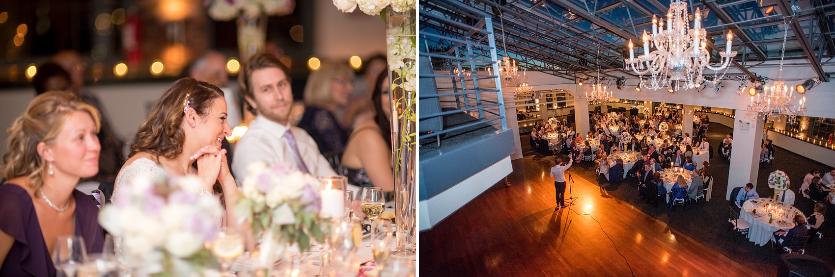 Mikkel Paige Photography photos of a NYC wedding at Tribeca Rooftop. An image of the groom saying a speech to his bride.