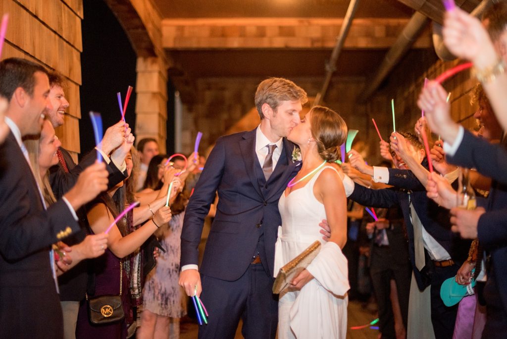 Mikkel Paige Photography photo of a glow stick exit for a wedding at Bay Head Yacht Club.