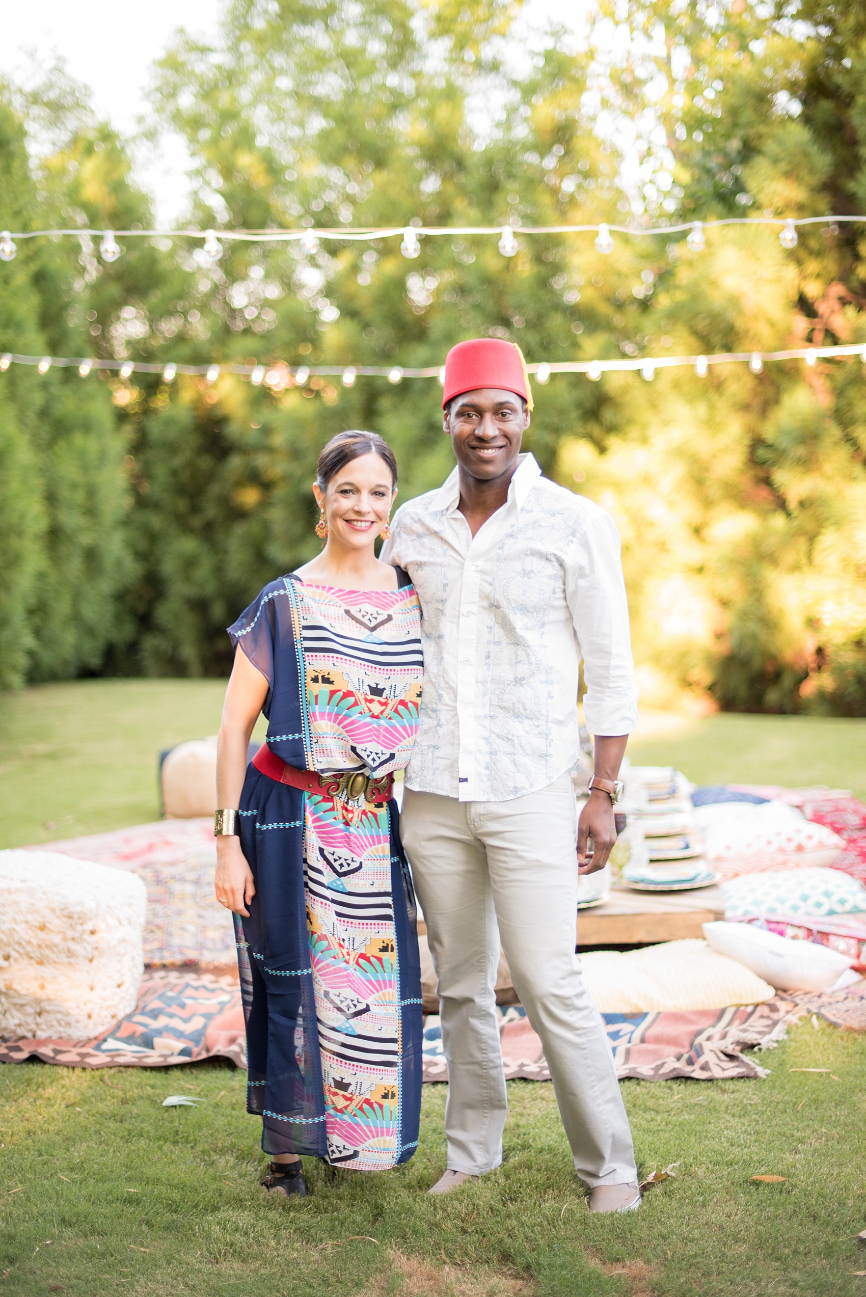 Mikkel Paige Photography photo of Morocco themed party with vintage furniture and festive Moroccan attire.