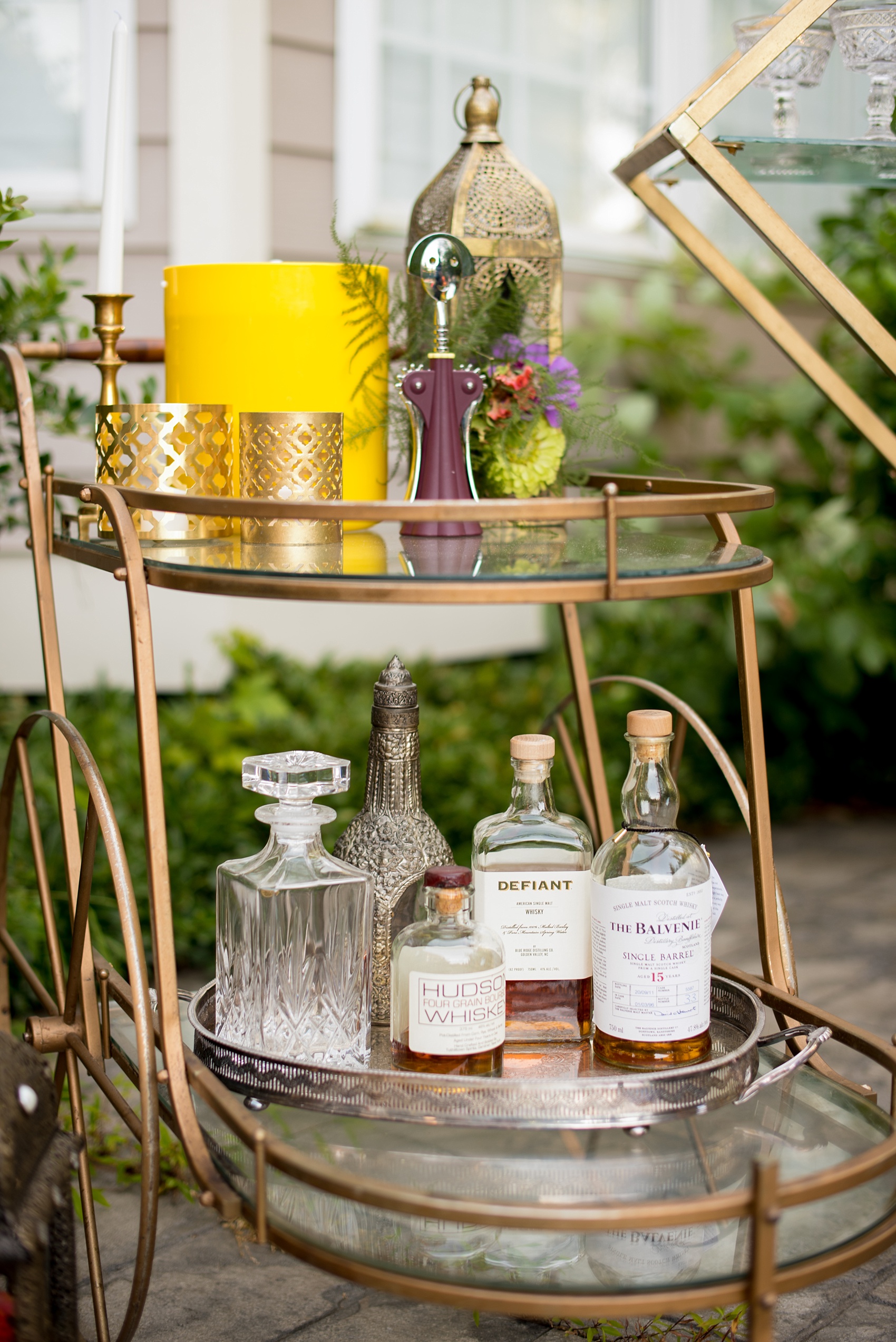 Mikkel Paige Photography photo of Moroccan themed party with a custom cocktail bar cart.