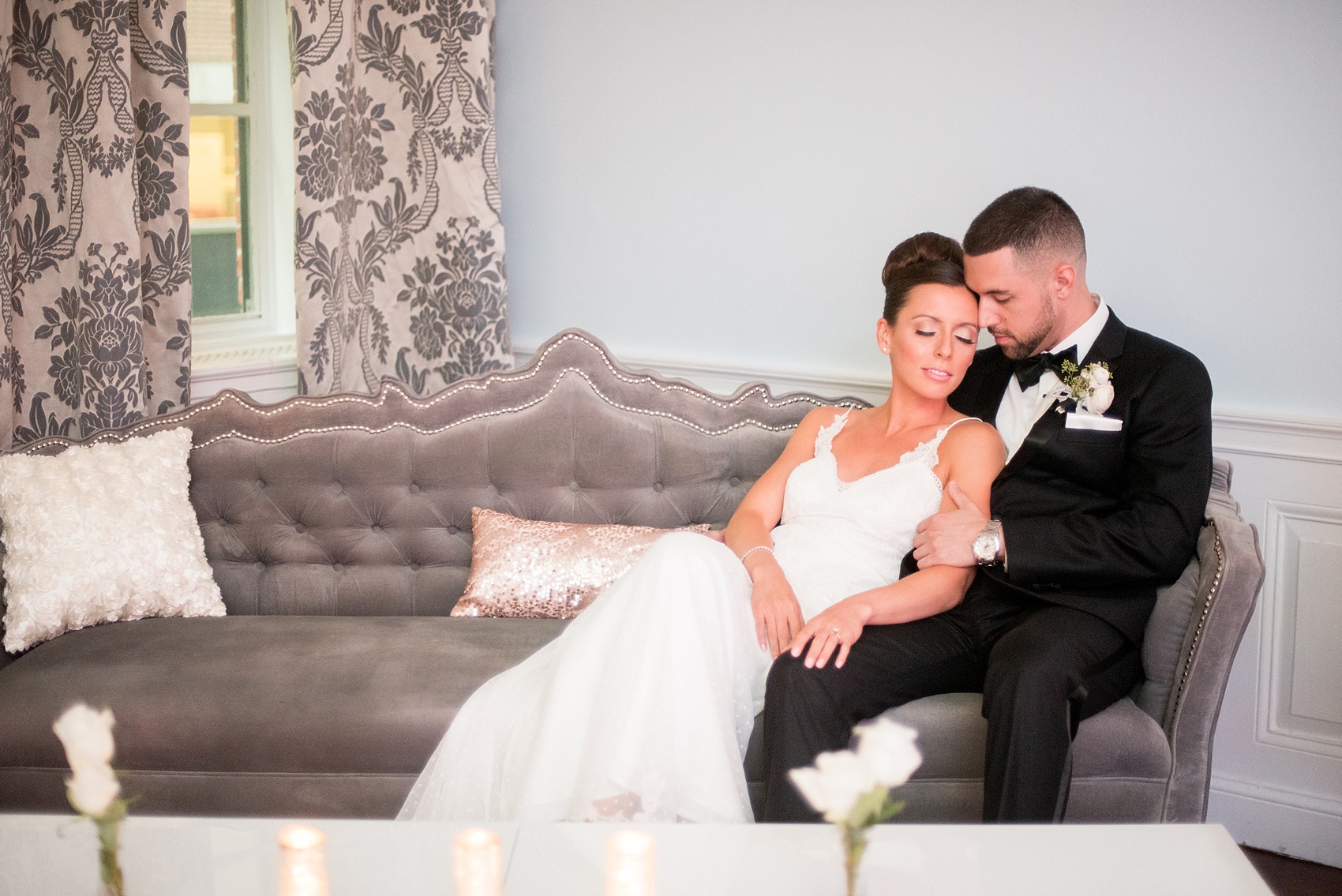 Mikkel Paige Photography photos of a luxury wedding in NYC. Image of bride and groom in their India House reception lounge in lower Manhattan.