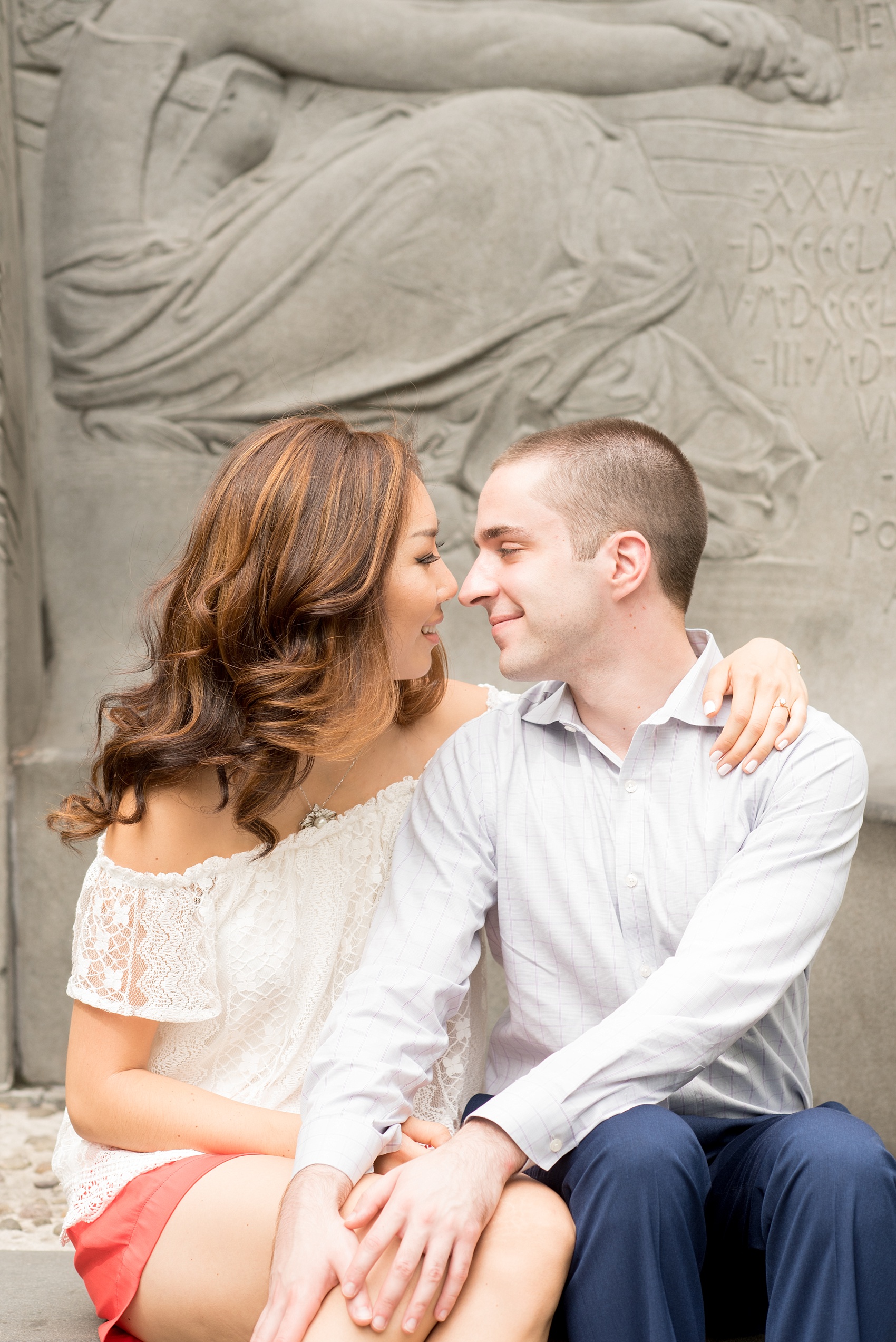 Mikkel Paige Photography photos of a Madison Square Park engagement session in NYC during summer time.