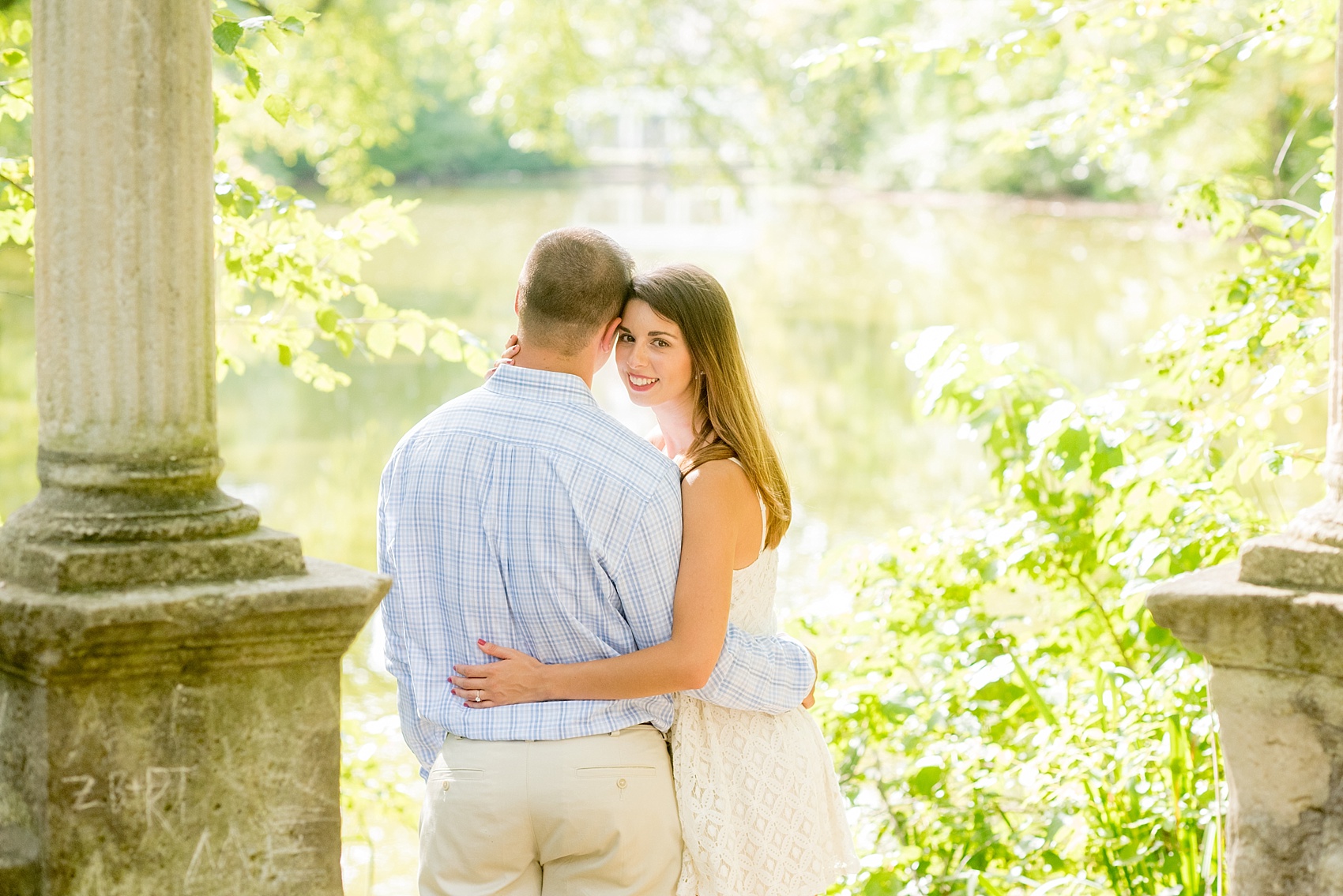 Mikkel Paige Photography photo of an Old Westbury Gardens lakeside engagement session on Long Island.