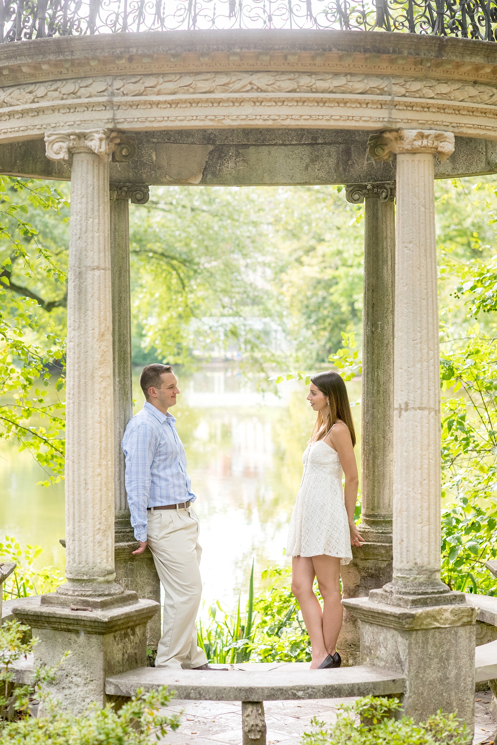 Mikkel Paige Photography photo of an Old Westbury Gardens lakeside engagement session on Long Island.