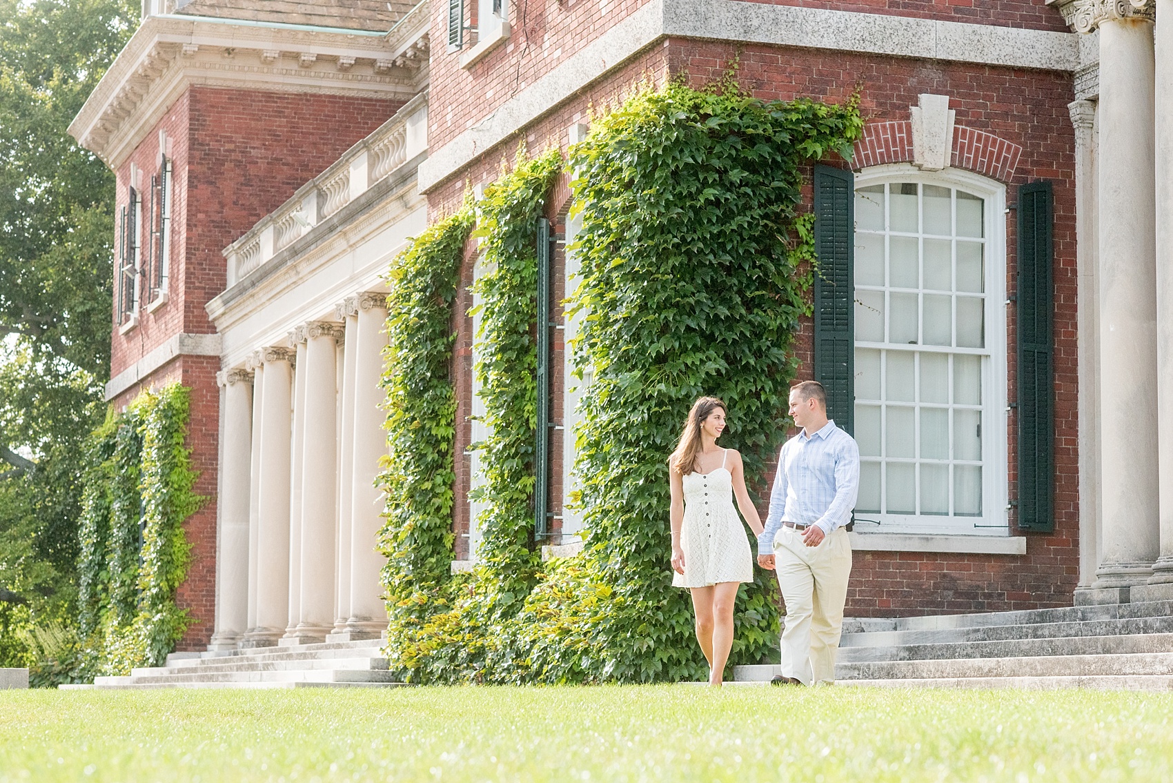 Mikkel Paige Photography photo of an Old Westbury Gardens mansion engagement session on Long Island.